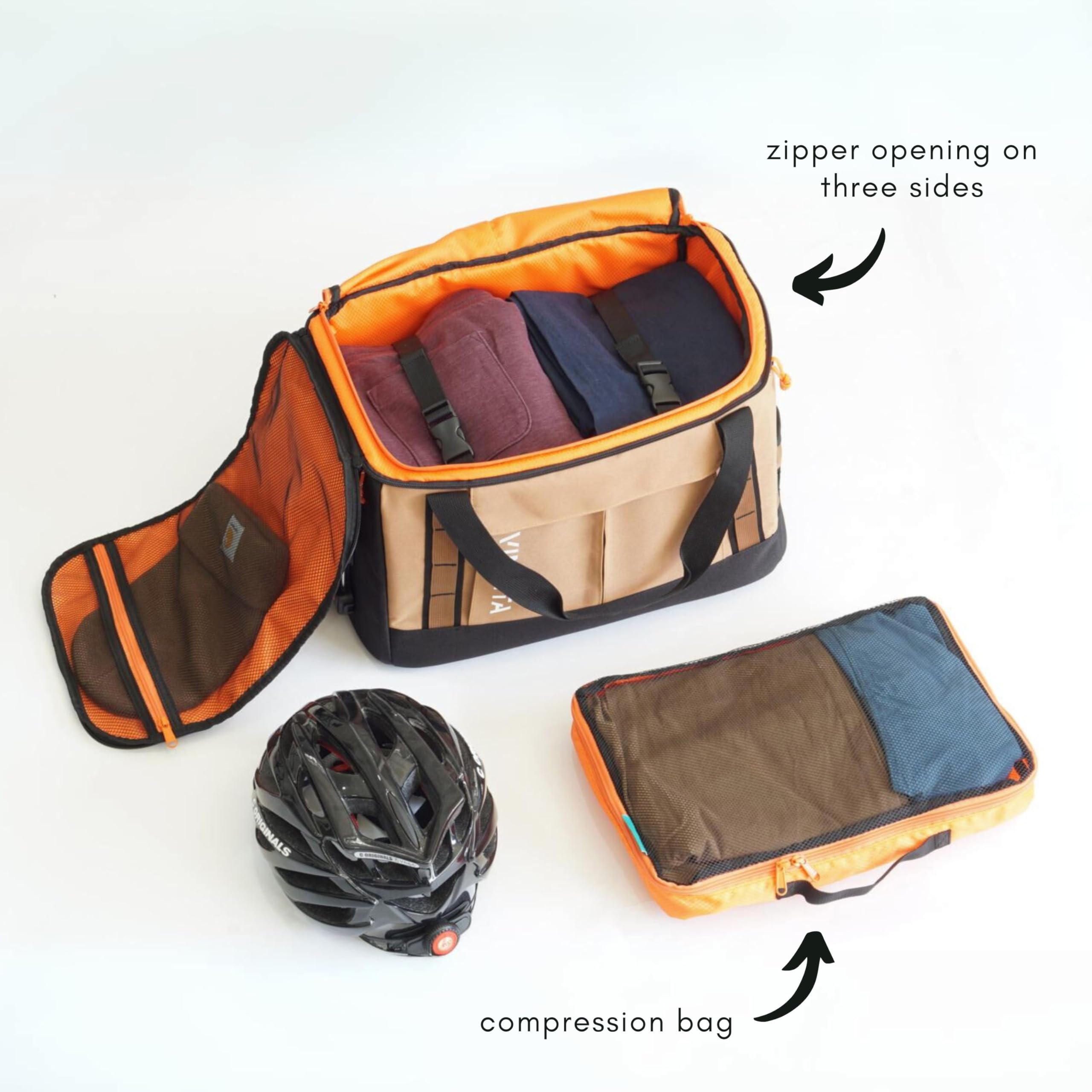Vincita Voyage B.D.R. Torba na rower składany, plecak, torba typu duffle, torba typu rack Combo z KLICKfix UniKlip 2.0 37 l, wodoodporna, wszechstronna konstrukcja, szara