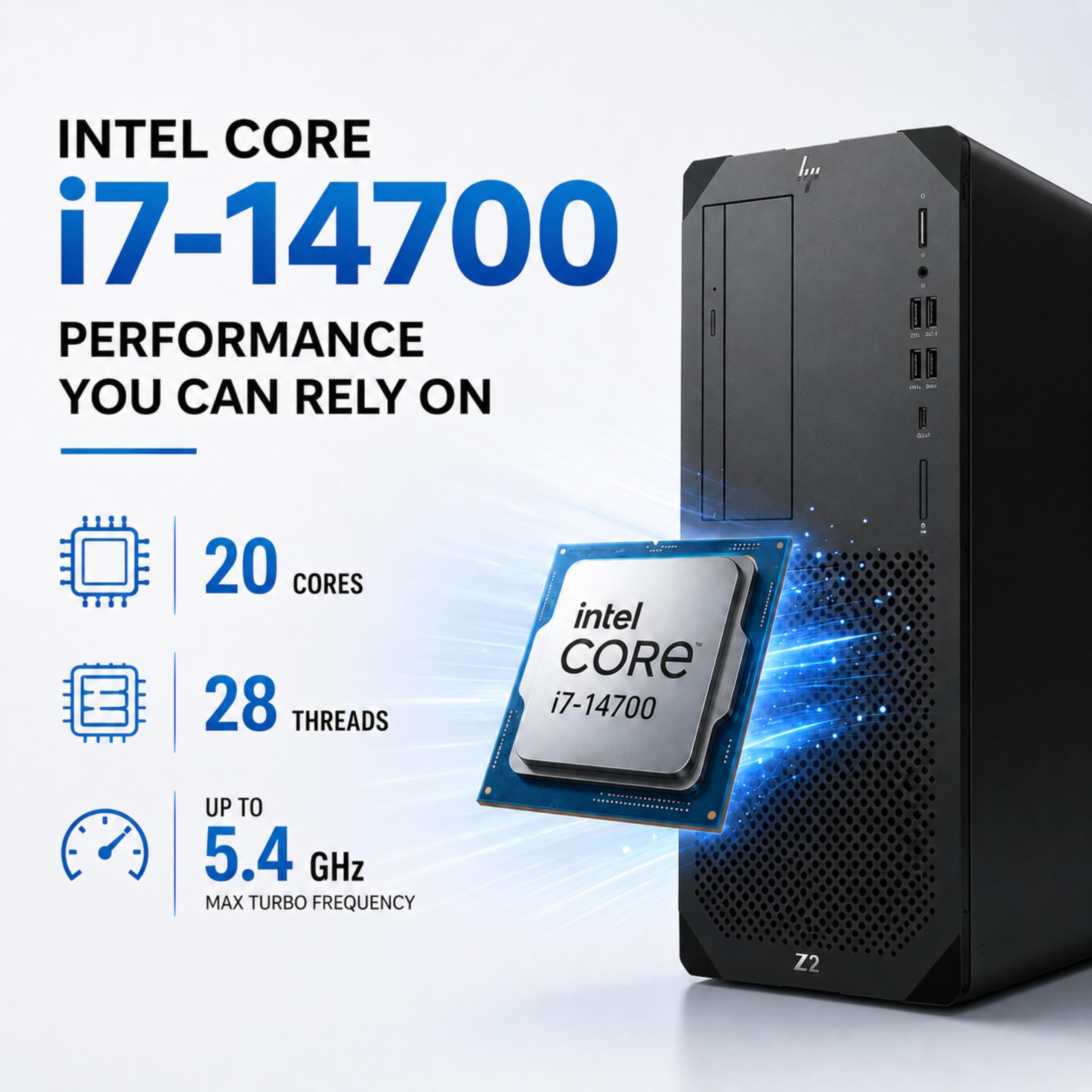 HP Z2 G9 Tower Workstation | Intel Core i7-14700 | 64GB DDR5 RAM | 1TB
