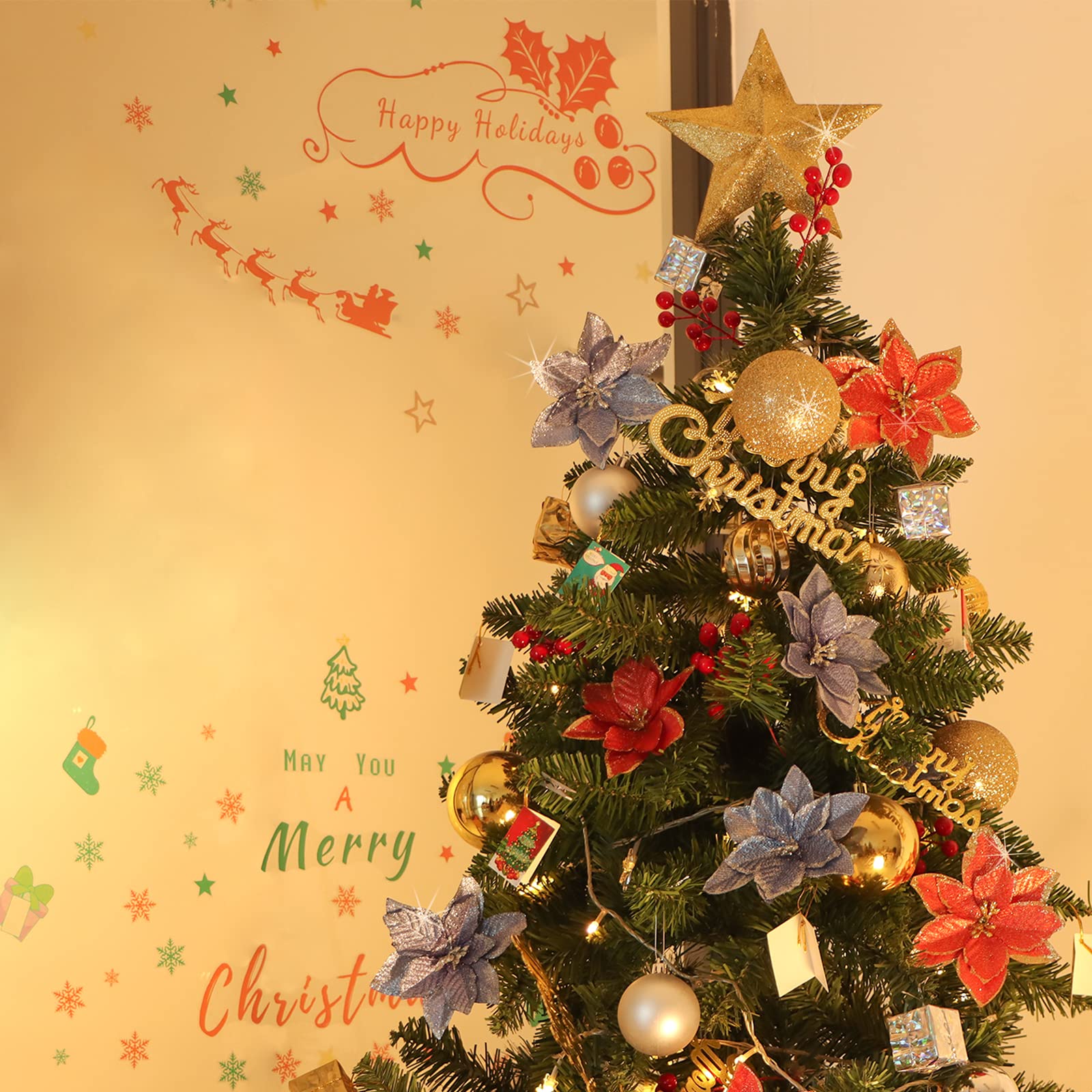 Amazon.co.jp: 24個 クリスマスデコレーション 造花 クリスマスツリー