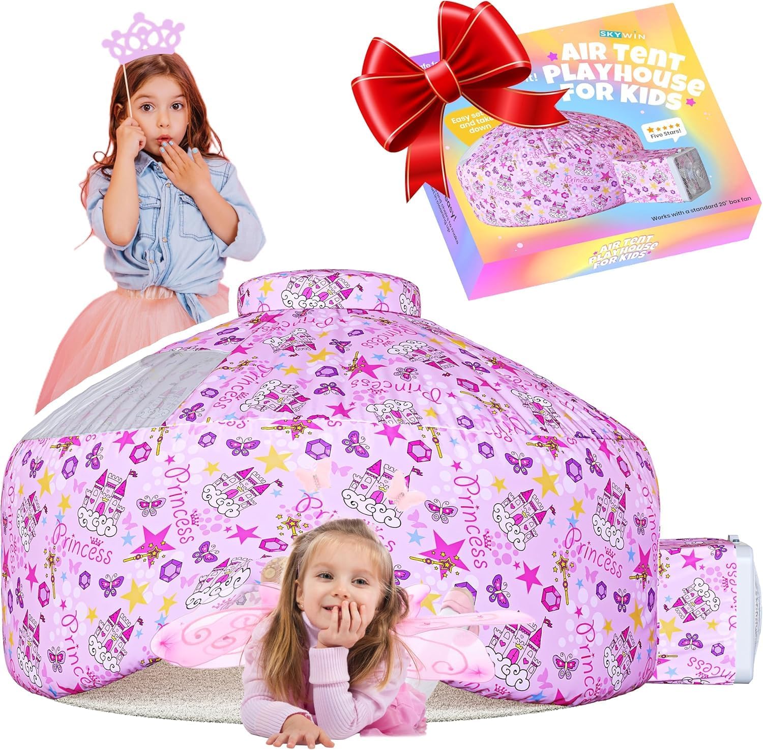 Skywin Inflatable kids air tent (pink princess) 77 x 50