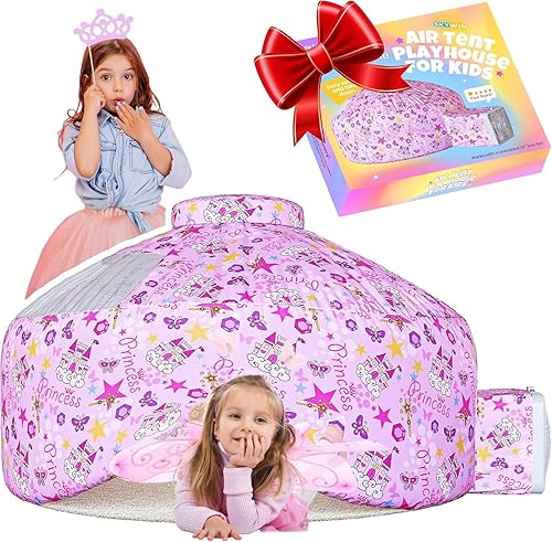 Skywin Tienda de campaña de aire Fort para niños  La fortaleza inflable para niños se instala y se almacena en segundos (ventilador no incluido)