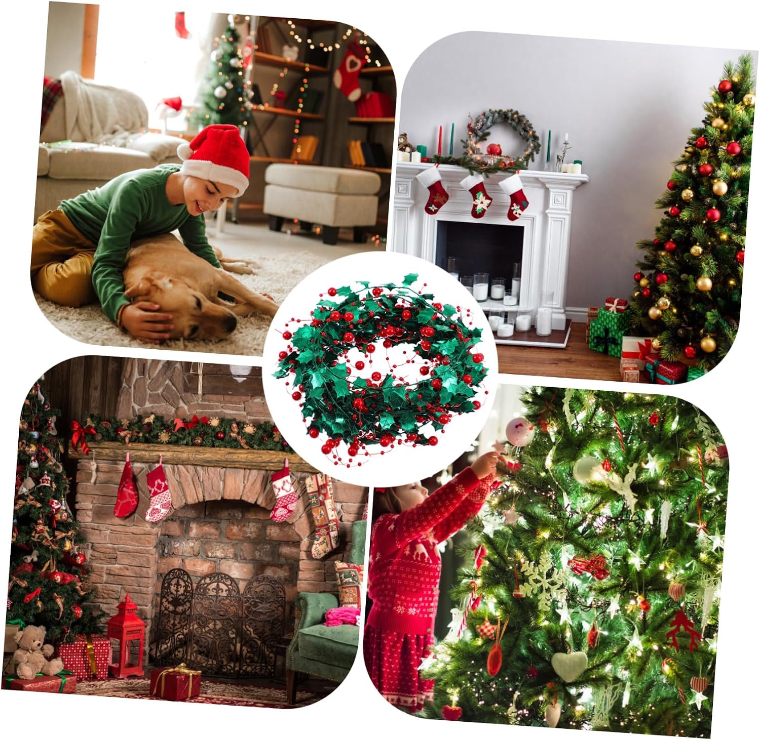 Luxshiny Garland Decorations Christmas Tinsel 5m Berry Tinsel Ribbon for DIY Holiday Craft