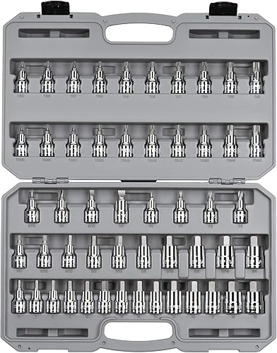 TEKTON SHB92302 - Juego de llaves hexagonales de 1/2 pulgada, Torx, Torx TR Torx, Phillips, puntas ranuradas con estuche (52 piezas)