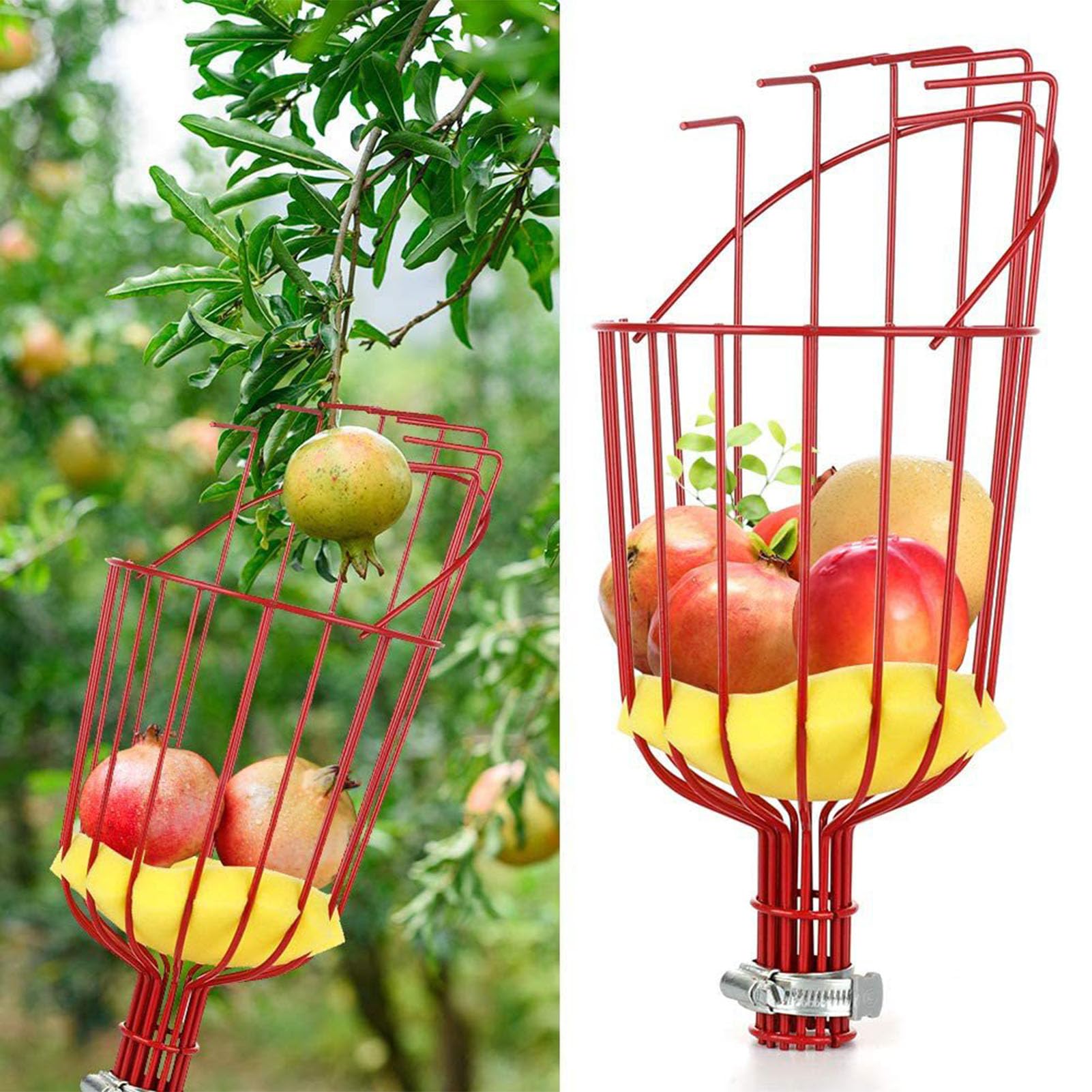 Poste recolector de frutas con cesta telescópica, herramienta de recolección de frutas ajustable, herramienta de poste telescópico recolector de naranjas para mango, pera, limón (Om / 10. Tenía miedo)