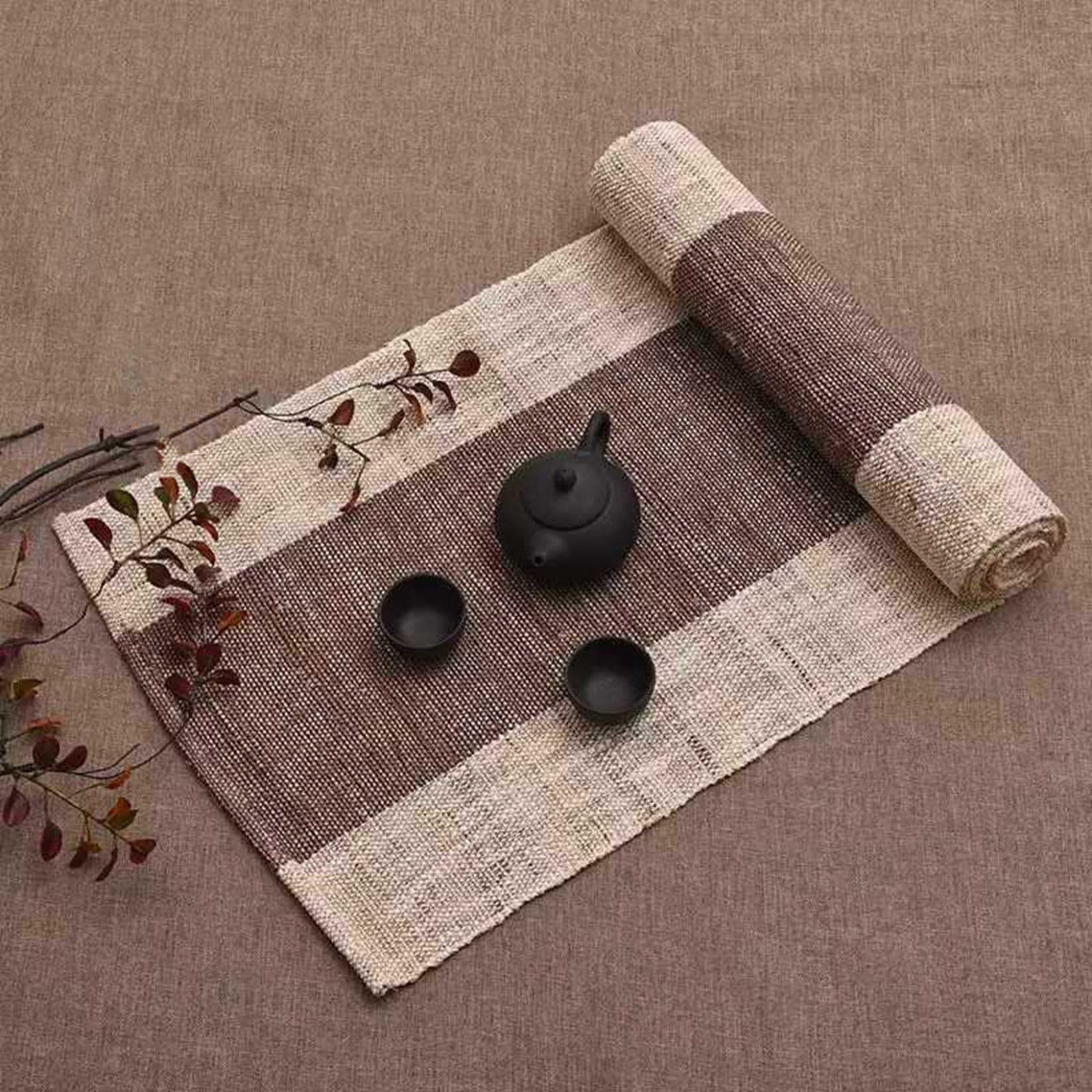 Amazon｜テーブルランナー 和風 レトロ ラミー麻 おしゃれ 麻布 手作り