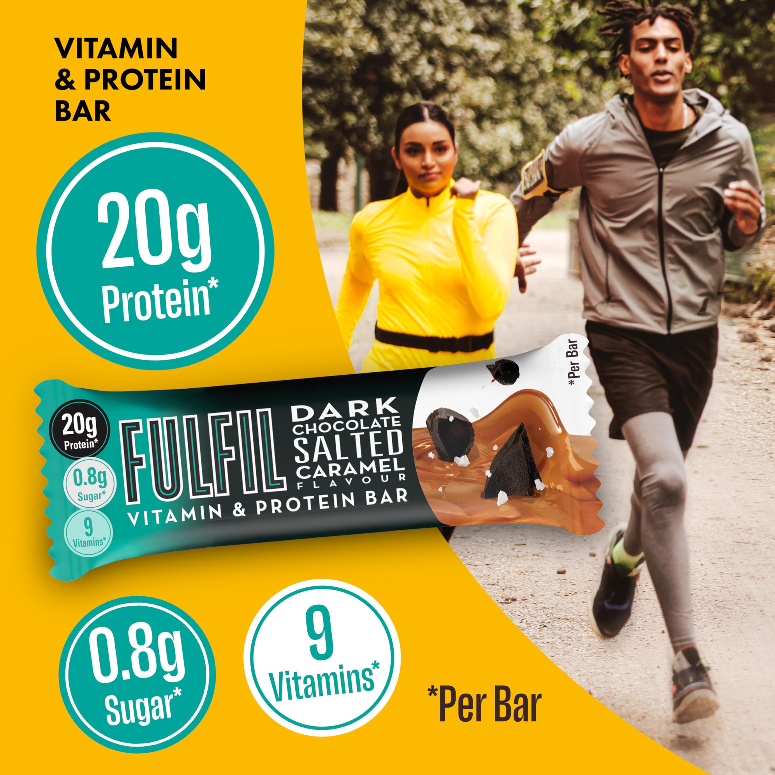 Fulfil Vitamin & Protein Bar 15X55G Dark Choc Salted Caramel