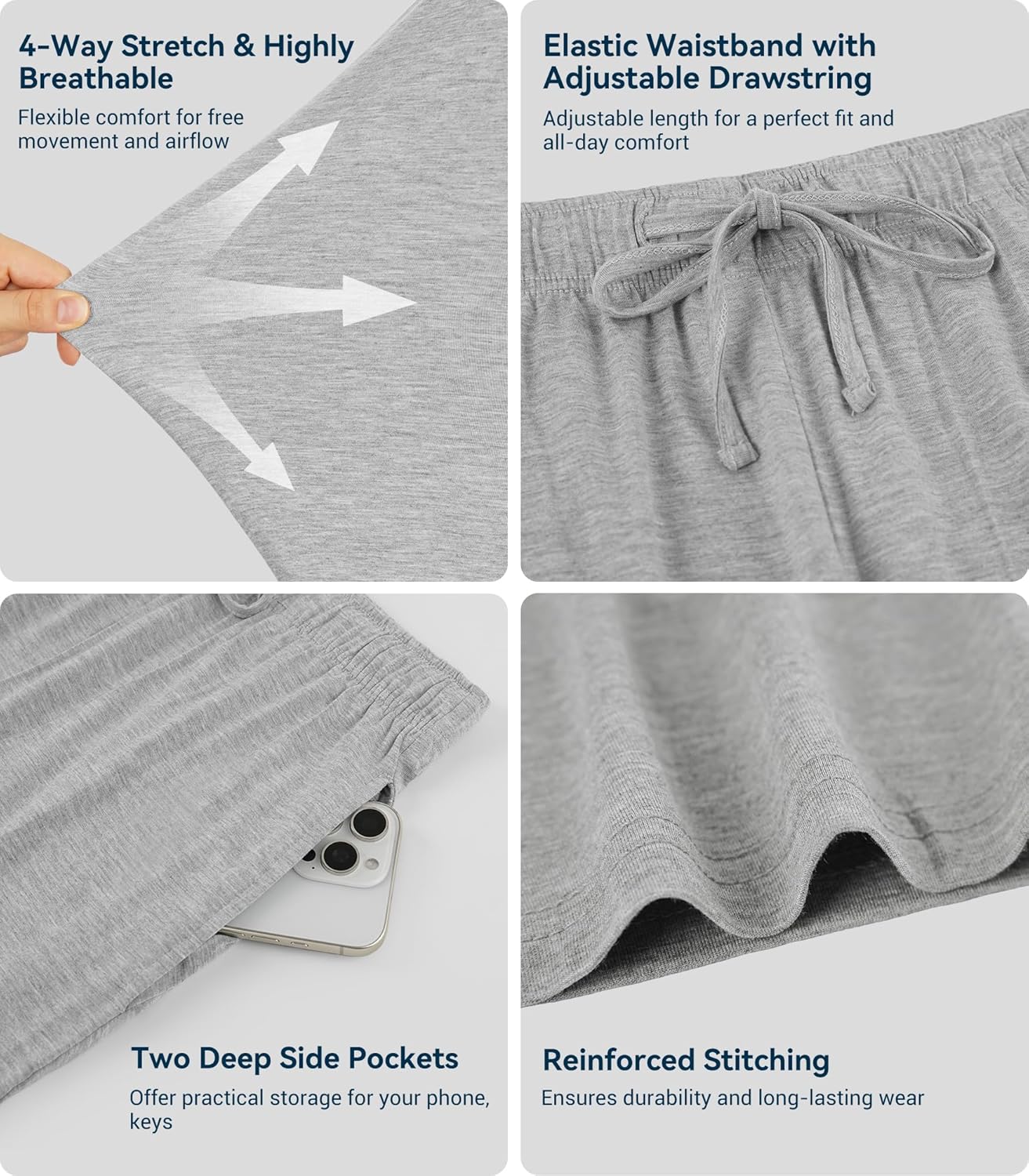 WiWi Men's Pajama Pants Soft Viscose Bamboo 1 or 2 Pack Sleep Lounge Bottoms Comfy Pj Loungewear with Pockets S-4X - Image 4