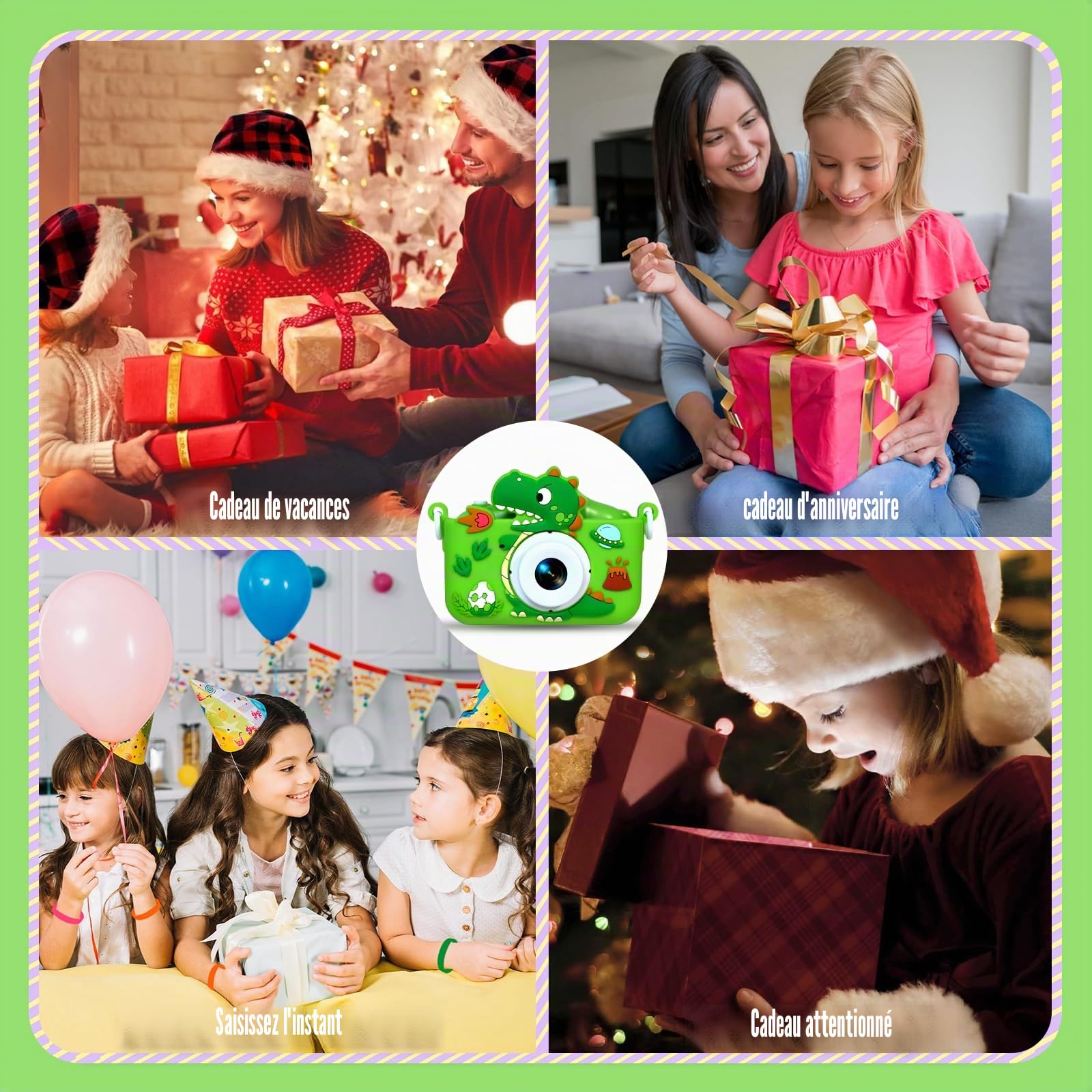 Appareil Photo Enfant, 2.0 Pouces Enfant Appareil Photo Numérique, HD 1080P Mini Caméra Enfant Selfie Apareille Photo 32G, Cadeaux Noë l& Anniversaire pour Enfants de 3 à 12 Ans (Vert)