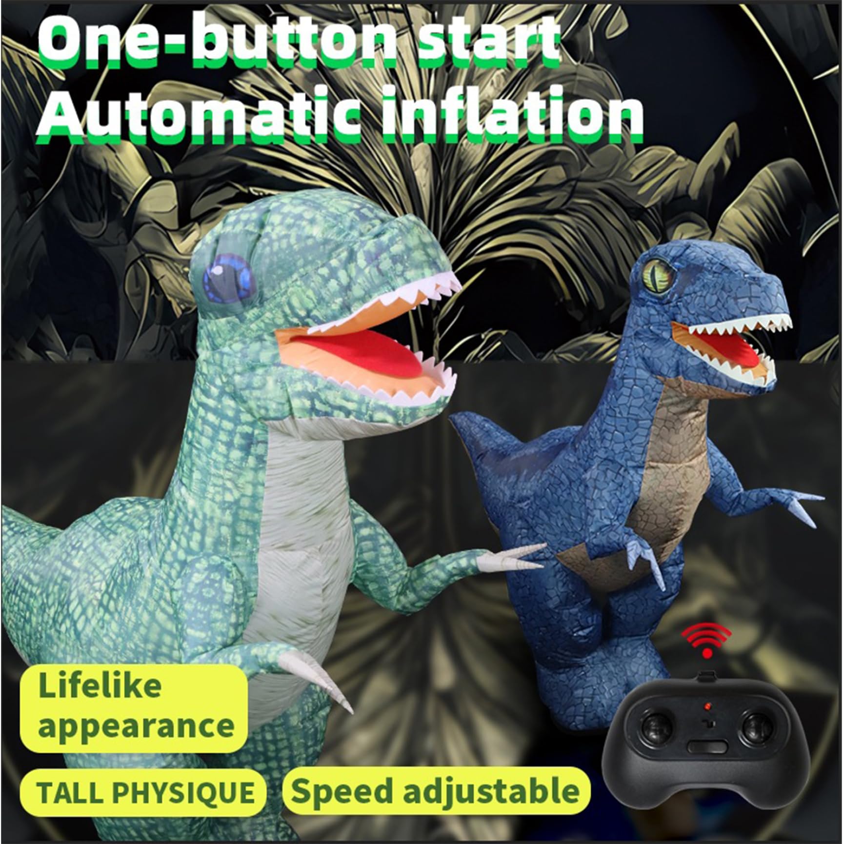 Dinosaurio De Control Remoto Dinosaurio Inflable Eléctrico Realista Verde con Rotación De 360 ​​​​°, hacia Adelante Y Atrás, Juguetes Grandes Recargables para Cumpleaños De Niños