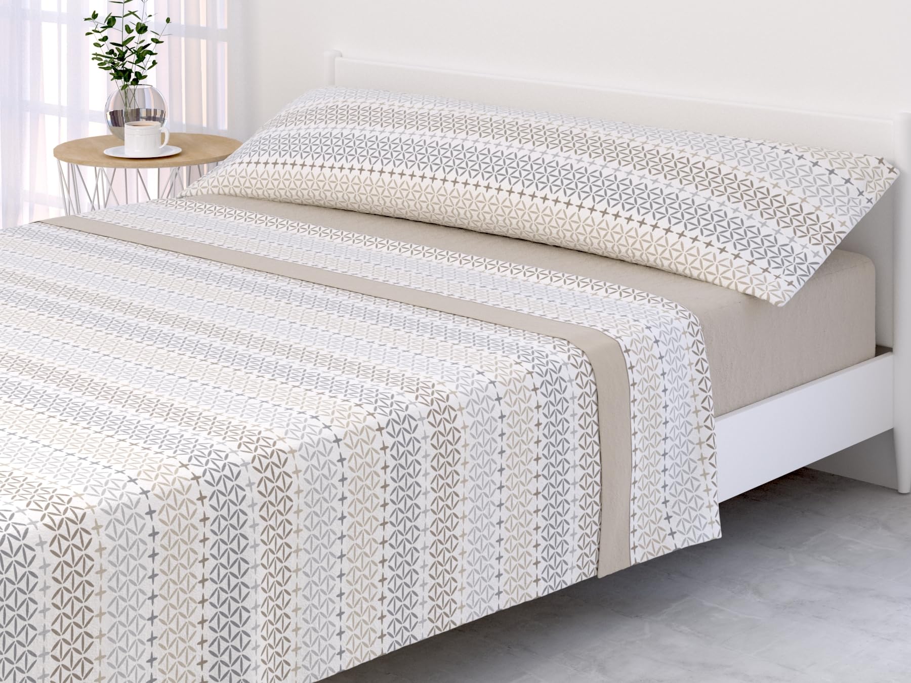 DMATEO Juego sábana Invierno PIRINEO Estampado Ref.1837 (Beige, 135cm)