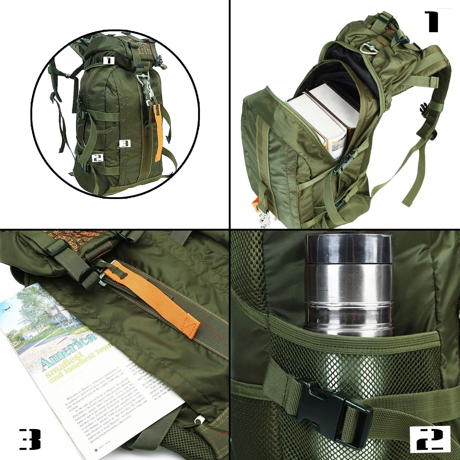 Zaino tattico da viaggio, grande, leggero, con sistema Molle, per attività all'aperto
