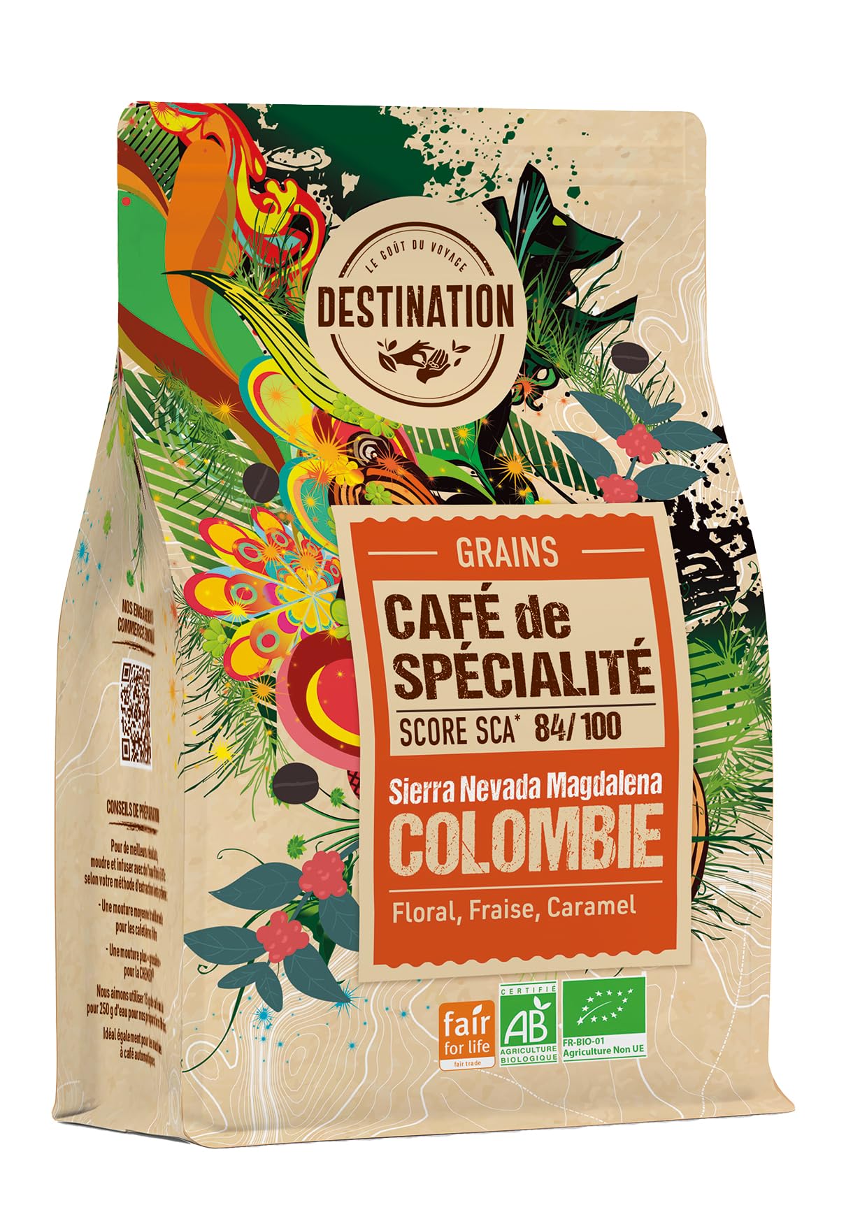 LE GOÛT DU VOYAGE DESTINATION - Cafè de Especialidad Colombia, Sabor Caramelo Bio, 180 g