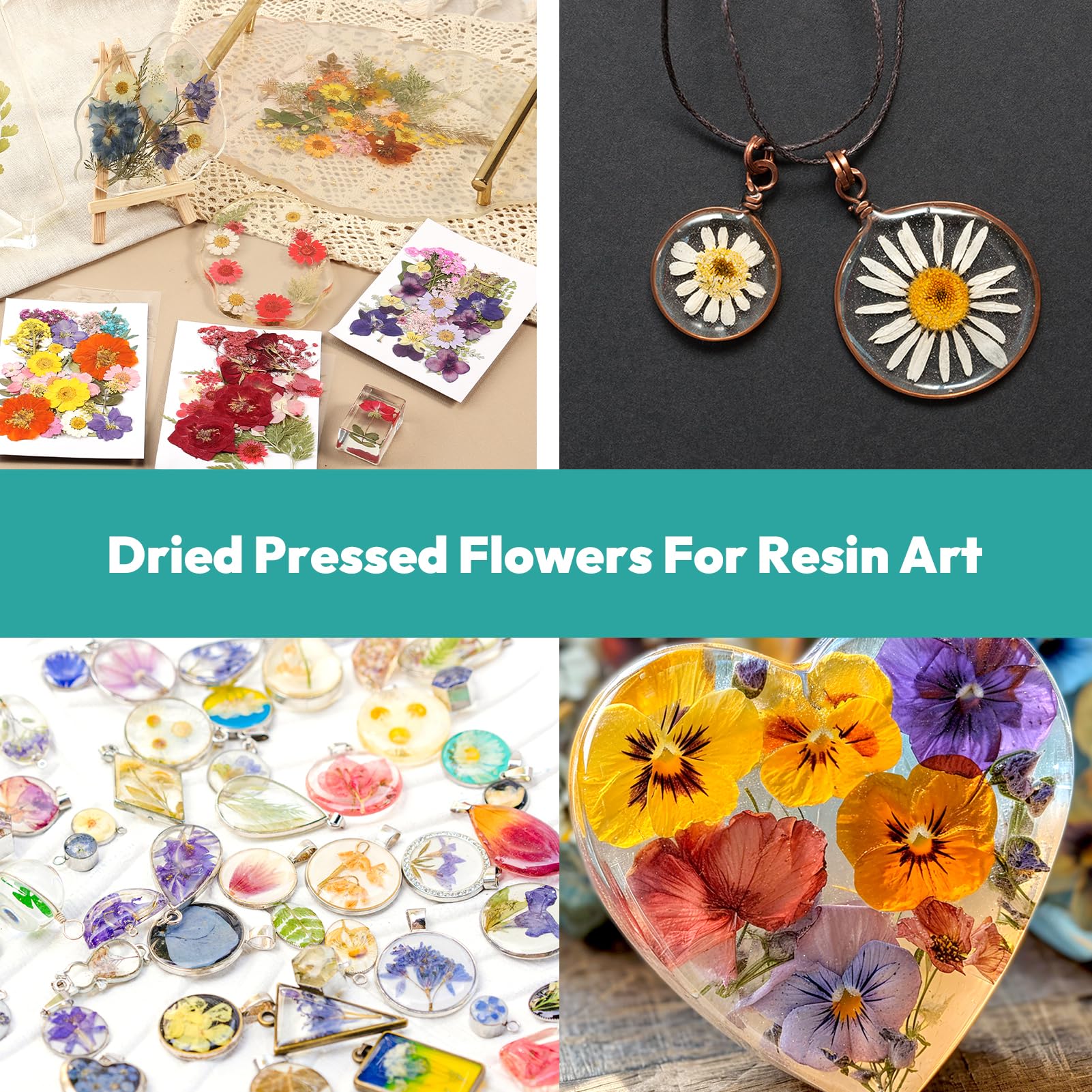 Resiners 58Pcs Flores Secas Prensadas para Moldes de Resina, Kit de Hojas Secas de Flores Reales Prensadas Rosa para Manualidades de Resina Fabricación de Joyas Scrapbook Tarjetería Jabón Vela DIY