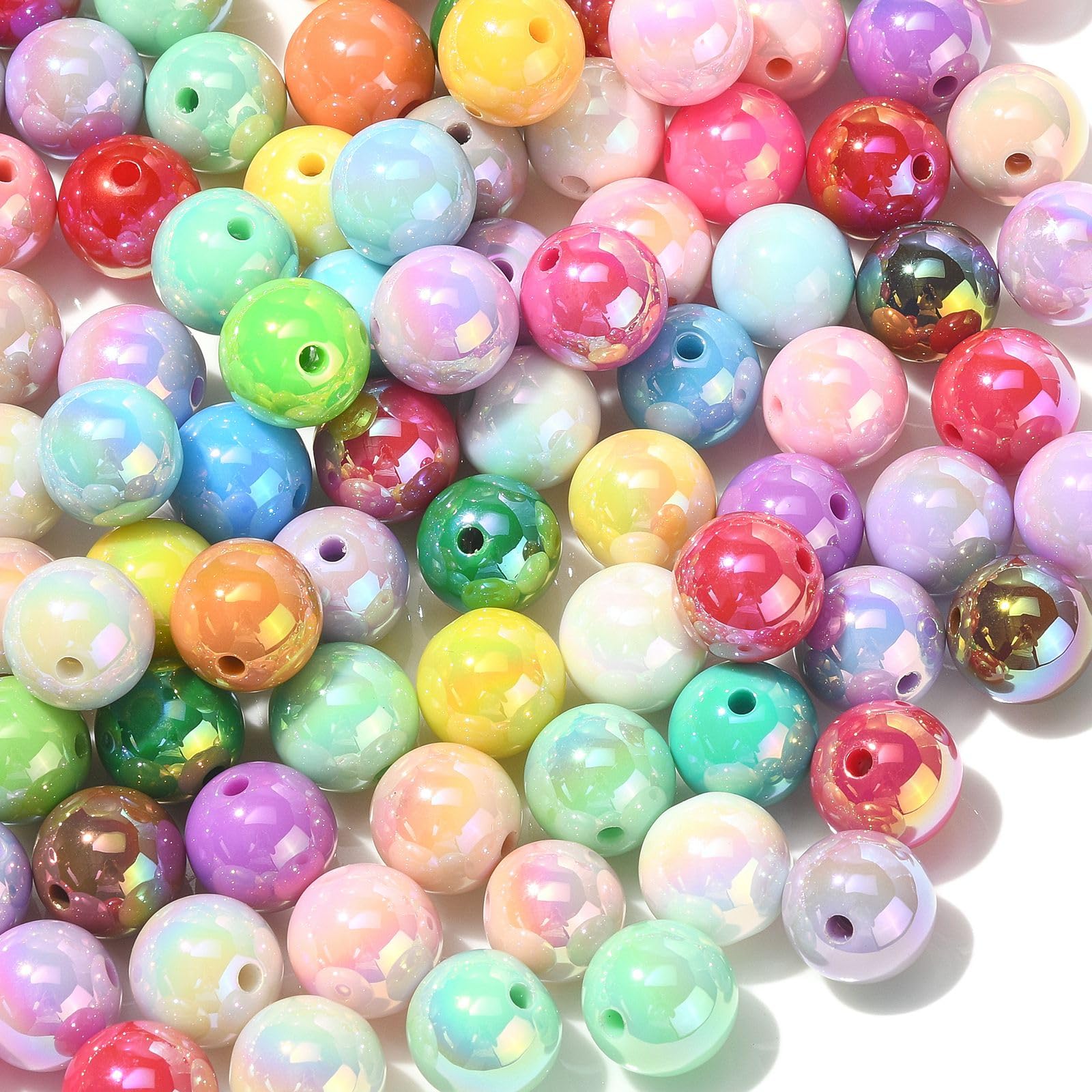 Airssory200 Pcs 16mm UV Plating Round Acrylic Spacer Bead Chunky Plastic Beads for Crafts and Jewelry Making Boutique Craft Supplies