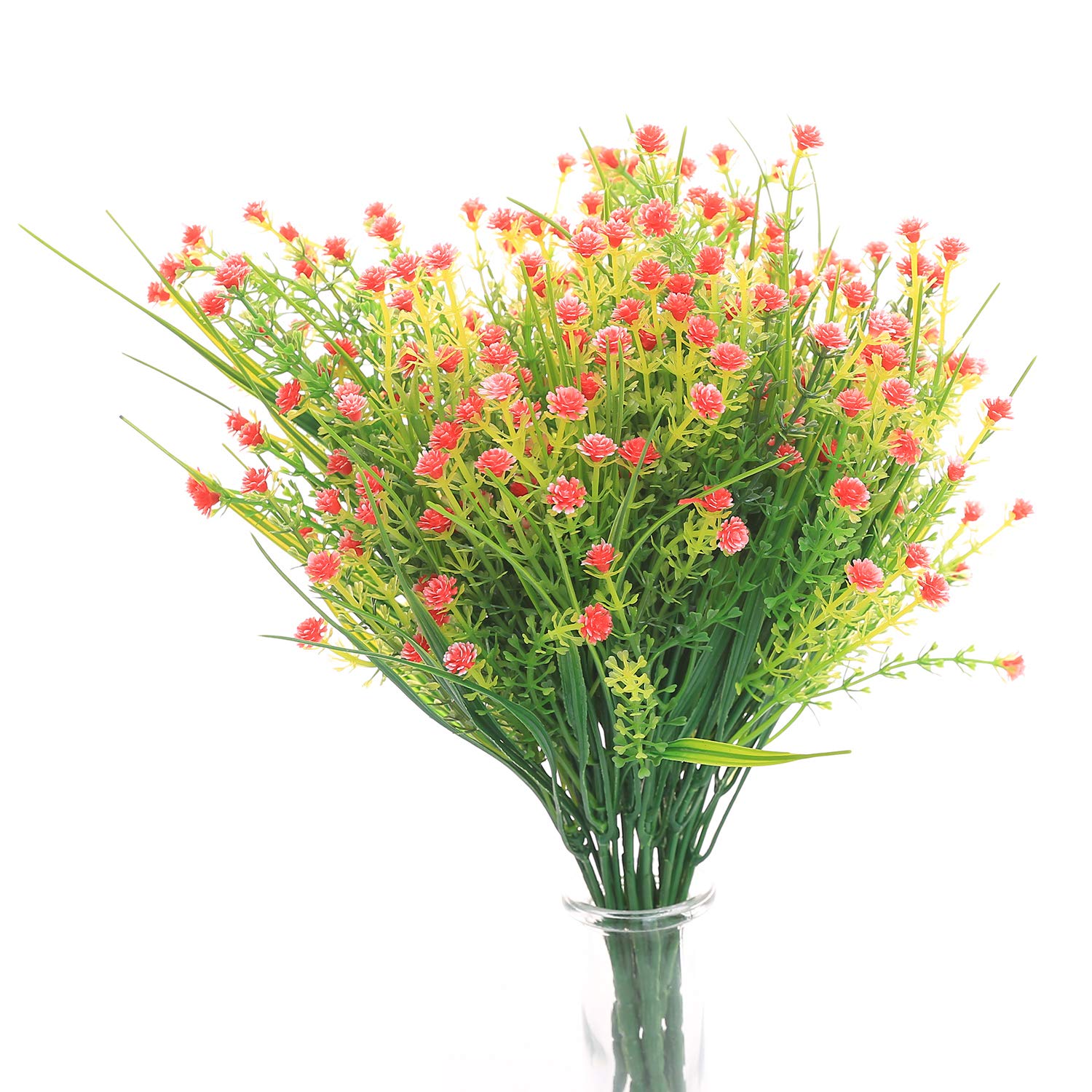 Baby's Breath Artificial Flowers 6 Bundles Fake Flowers Filler Greenery Shrubs Grass Bushes Artificial Plants for Home Decor Indoor Outside House Garden Office Wedding Decor (Red)