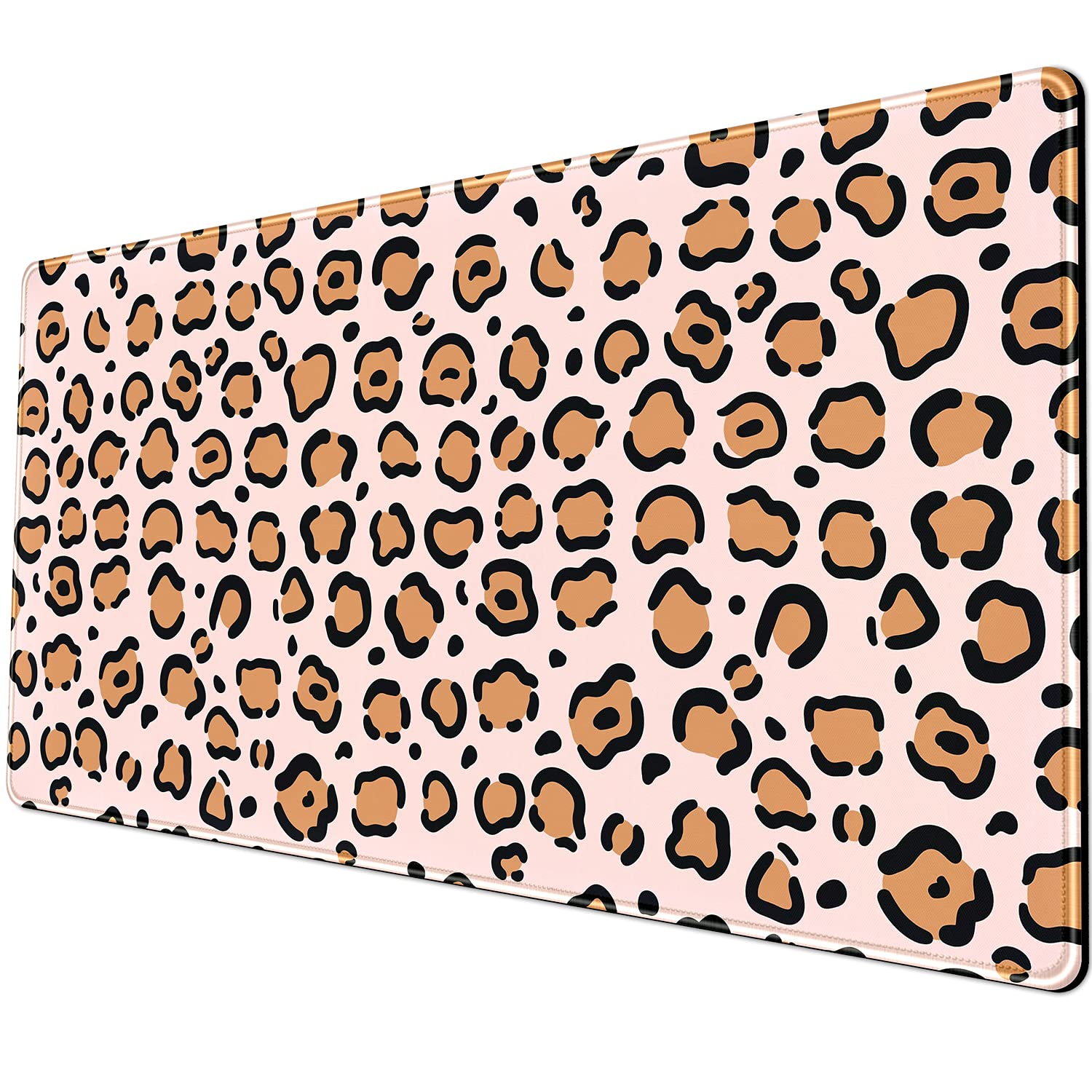 Desk pad XL Mouse pad Pink Desk Office Leopard Extended Mouse Pad Decor Office for Girls Women 31.5X15.75in,Stitched Edges Smooth Surface and Non-Slip Bottom Big Mouse pad Pink Desk mat …