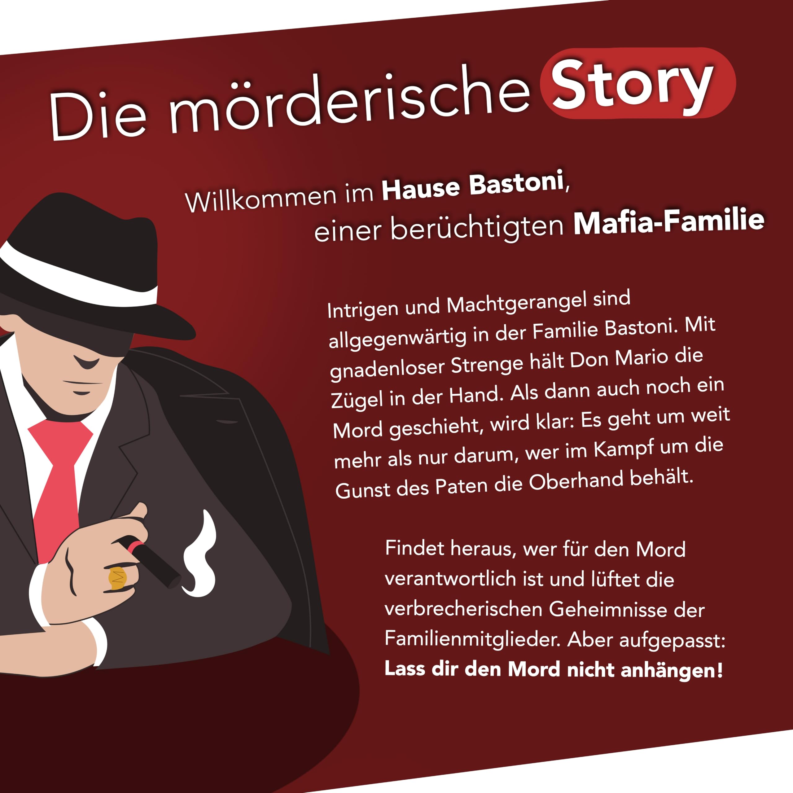 CRIMECASES Krimidinner für 4-6 Spieler: Der letzte Pate | Das schaurig-heitere Mafia Krimi Dinner für 4 bis 6 Personen | Mörderische Dinnerparty ab 14 Jahren