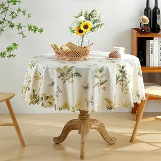 Dimatic Heavy Duty Vinyl Butterfly Printed Tablecloth, Waterproof and Oil-Proof Round PVC Table Cloth, Wipeable Table Cover for Restaurant, Party, Gathering (Butterfly, Round 47 Inch)
