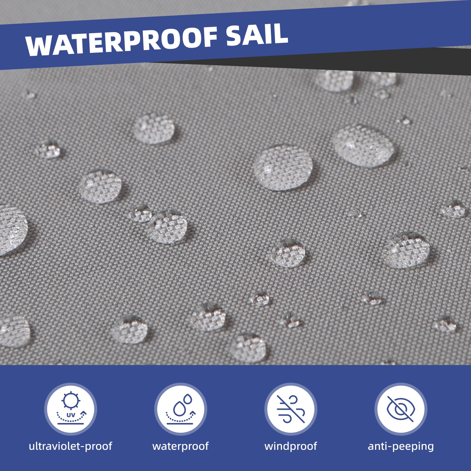 Dreieckiges Sonnensegel Wasserdicht 3x5x5,83M – Outdoor Sonnenschutz-Baldachin im rechten Winkel mit 95% UV-Schutz für Hinterhof, Pool, Terrasse & Gartenaktivitäten und Familiengebrauch
