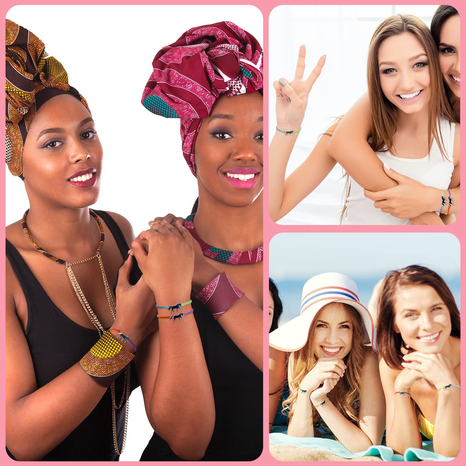 Lot de 4 bracelets d'humeur pour fille - Changement de couleur - Arc-en-ciel - 24,13 cm - Métal - Oxyde de zirconium