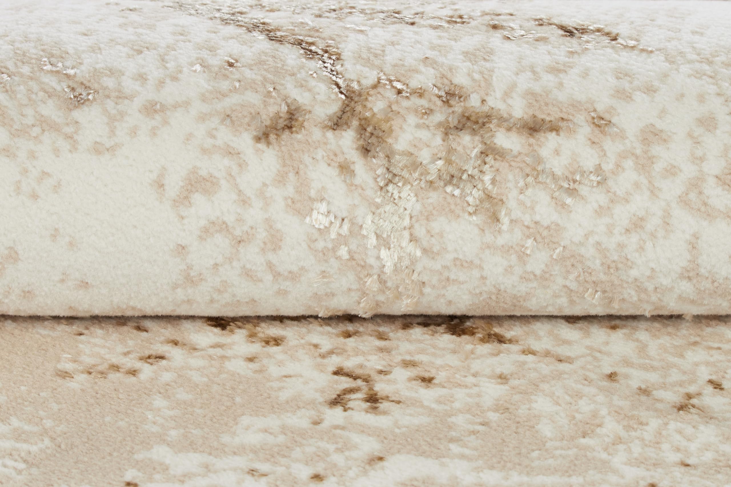 TAPISO Crystal Rund Teppich Kurzflor Glänzend Braun Beige Marmoreffekt 3D Effekt Wohnzimmer Schlafzimmer Modern Design ÖKO-TEX 240 x 240 cm