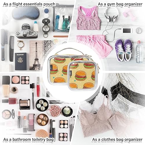 Miniatura 7 de Funny Hamburger Clear Toiletry Bag for Traveling,2 Pack Makeup Cosmetic Bag with Zipper,Travel Bag for Toiletries,Travel Essentials 21215140