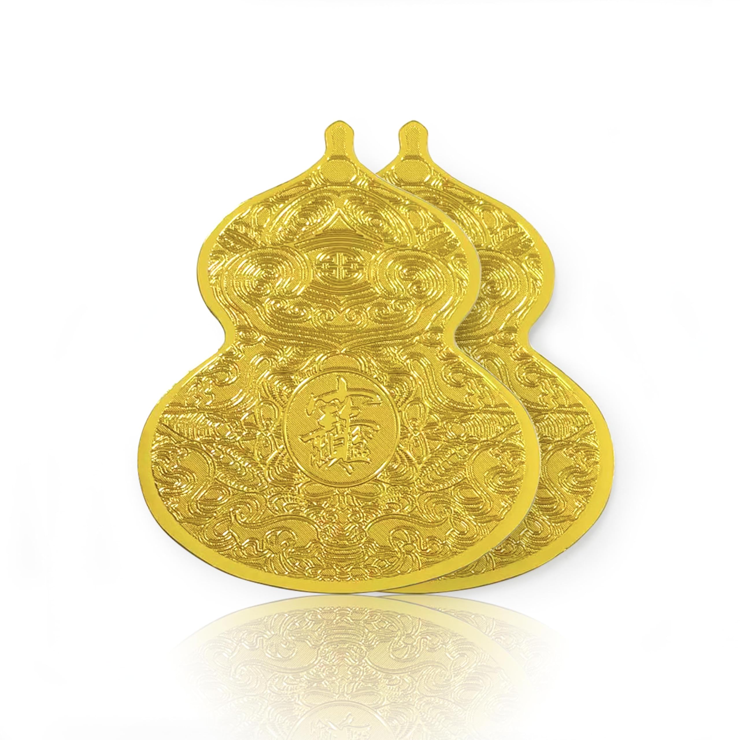 Ciboan Gold Traditional Chinese Feng Shui Amulet Imitation Foil Card Amulet Omamori Talisman For Wealth Feng Shui Good Luck Charms Traditional Craft 2.4 X 2.7 Inches (2 Cards)