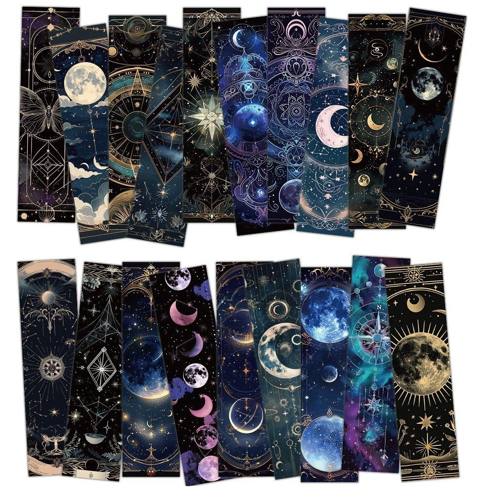 Baokuan 30 Pieces Tarot Bookmarks Bulk Black Aesthetic Page Markers Assorted Party Favor Journal Paper Bookmarks for Women School Students Teachers Friend Club Gift