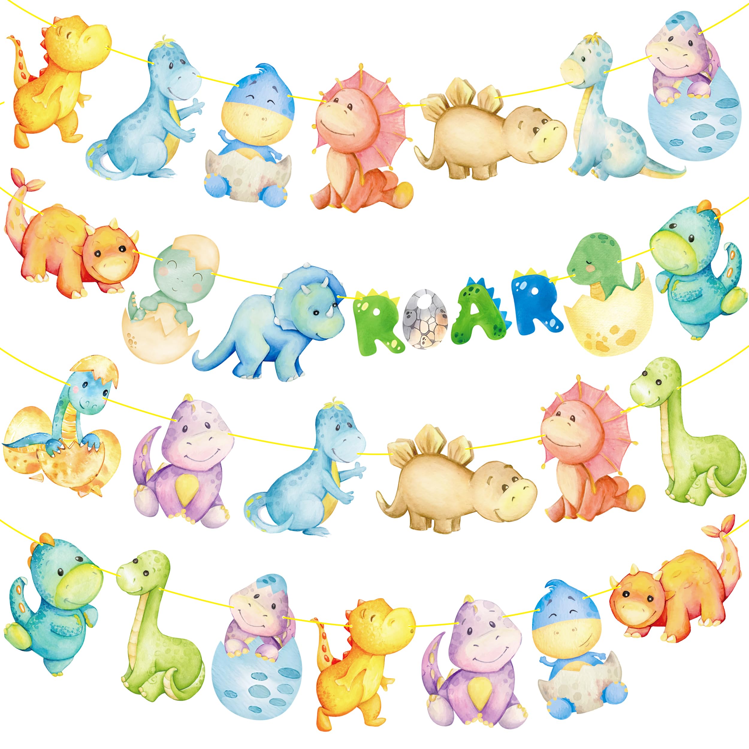 4pcs Dinosaur Baby Shower Banners Dinosaur Birthday Party Decorations Dino Theme Banners for Roar Dinosaur Party Baby Shower Supplies