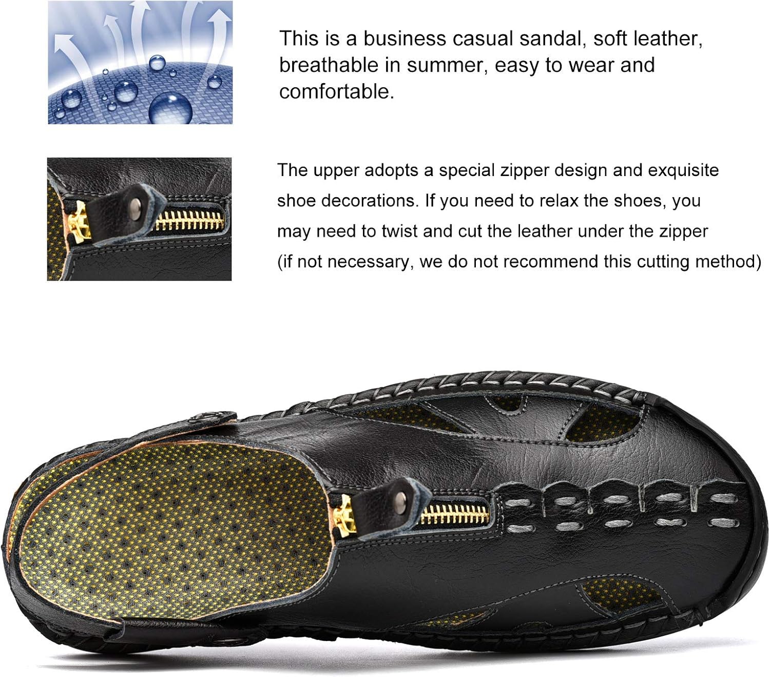 Shaire Men'S Sandals Outdoor Leather Closed Toe Beach Shoes - Image 5