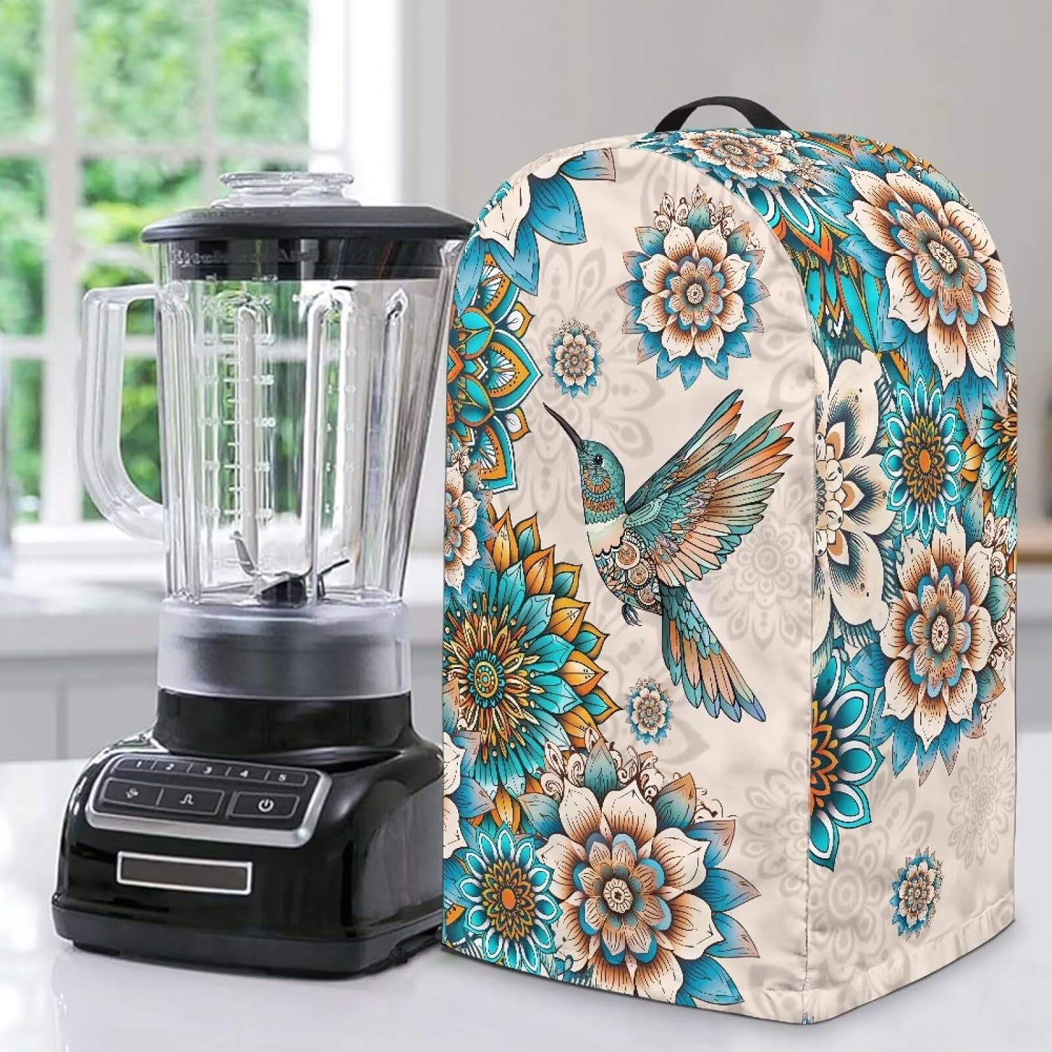 Hummingbird Bohe Flowers Blender Covers For Kitchen Appliance,Air Fryer Dust Cover with Drawstring and Handle Hummingbird Bohe Flowers Blender Covers For Kitchen Appliance,Air Fryer Dust Cover with Drawstring and Handle