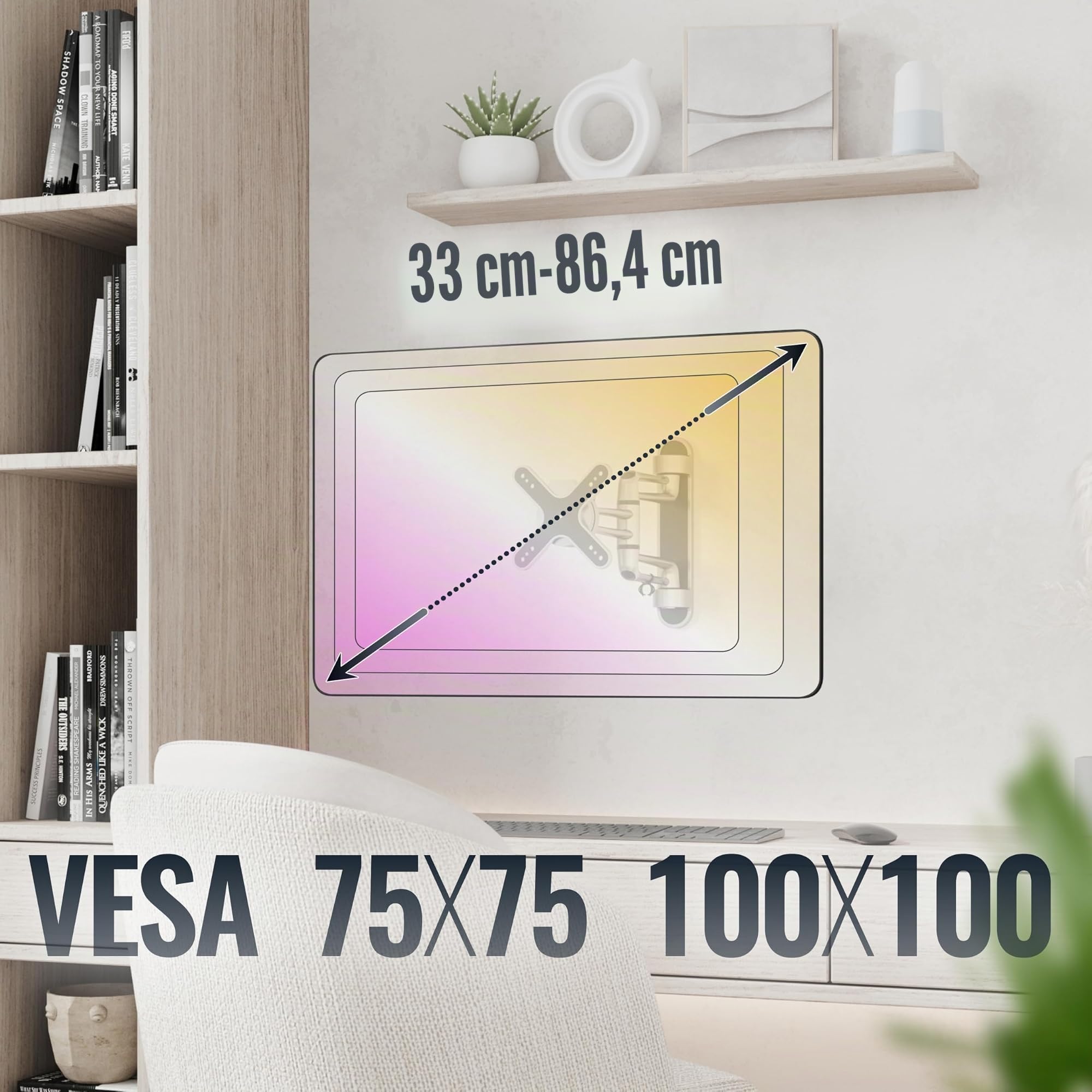 RICOO S2111 Supporto TV da parete Staffa TV 13-34 pollici per 13 34 pollici girevole inclinabile fino a 22 kg max VESA 100x100
