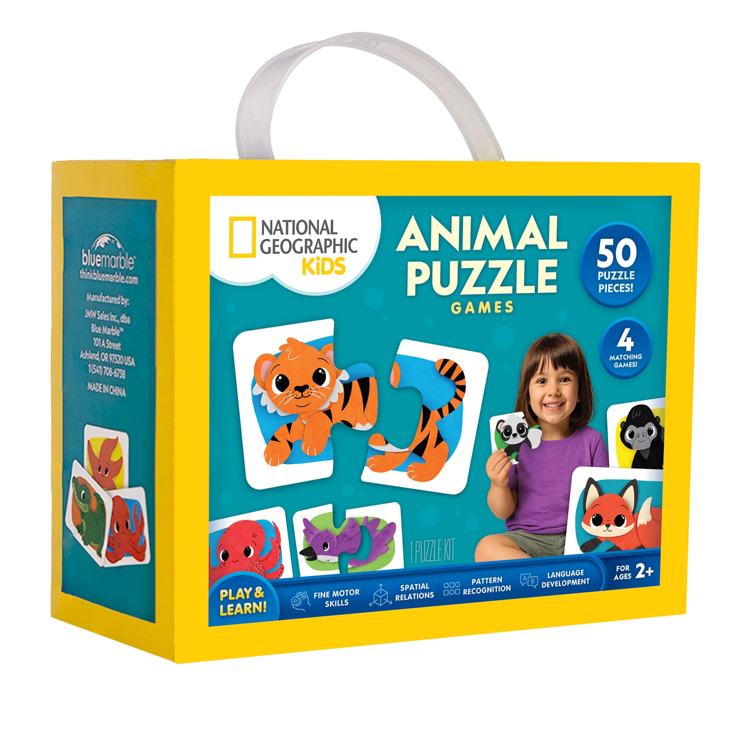 National Geographic Kids Animal Puzzle Games – 50 Matching Puzzle Cards, 4 Educational Matching Games, Portable Early Learning Game Set with Play & Learn Booklet