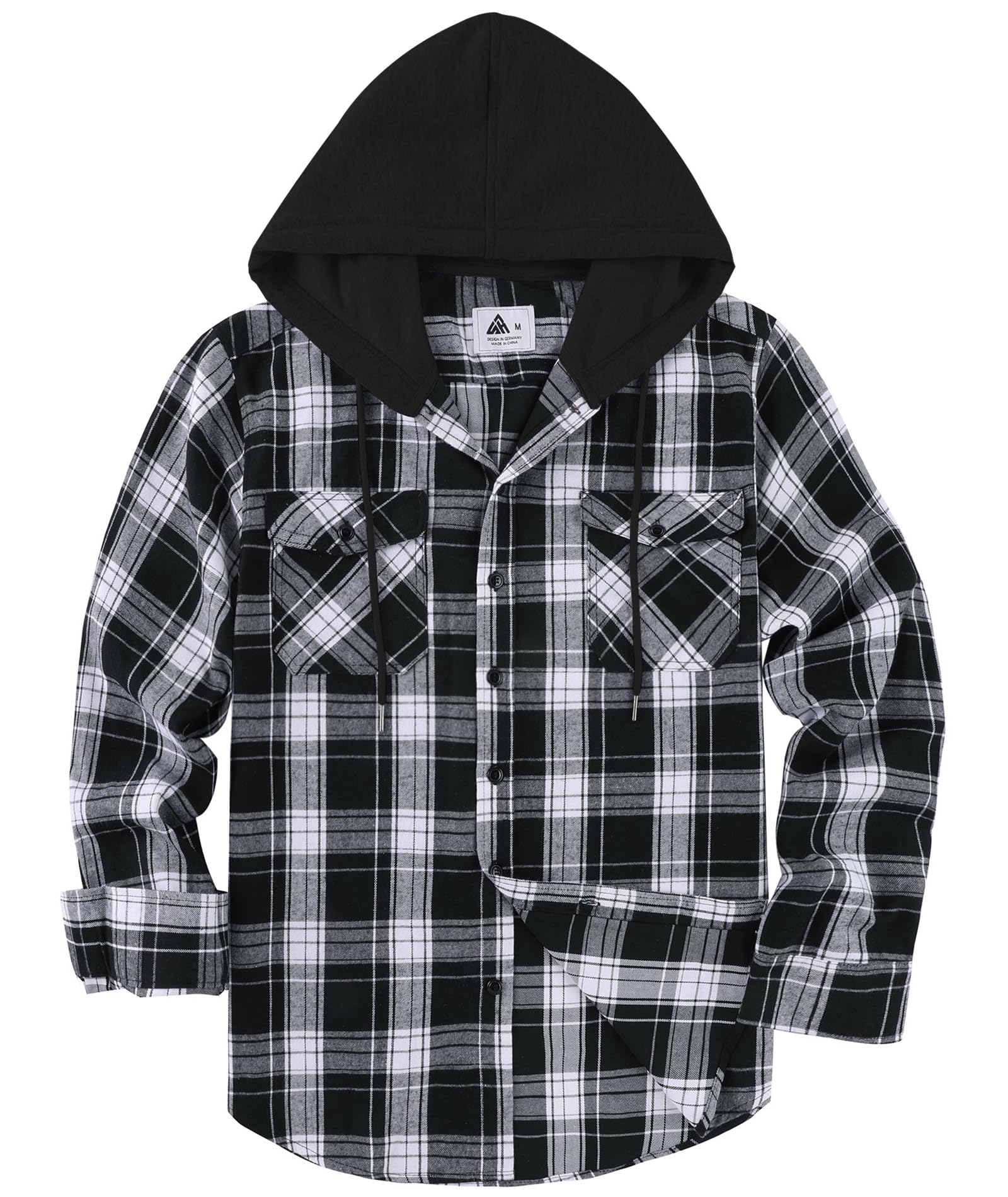 SwissWell Camicia Uomo Flanella Felpe Uomo Camicia a Quadri Manica Lunga Casual Camicia con Cappuccio M-3XL