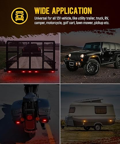 Miniatura 7 de Partsam 16 piezas de 8.6 cm de carcasa de aluminio rojo/ámbar LED luces de señalización lateral de despeje, luces marcadoras de montaje