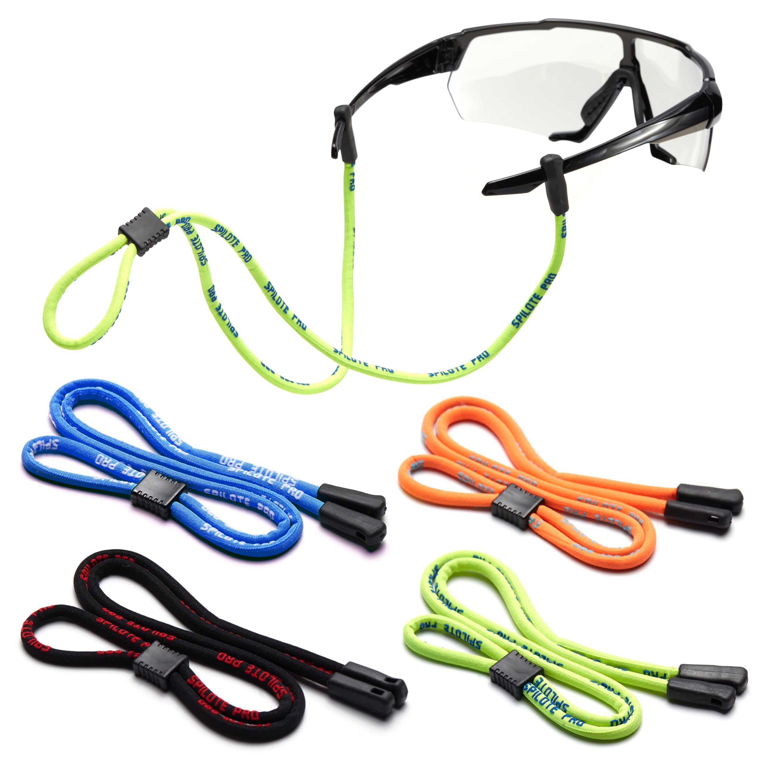 Boelley Eyeglasses String Holder Strap Chain Necklace Rope-Sports Sunglasses Strap Cord Lanyard-Adjustable Eyewear Retainer (Black Green Blue Orange/ 4 Pcs)