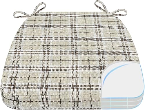 Miniatura 112 de AAAAAcessories Cojines en forma de D, espuma de 2 pulgadas de grosor, con lazos y funda extraíble lavable a máquina, 17 x 16 pulgadas, juego de 4