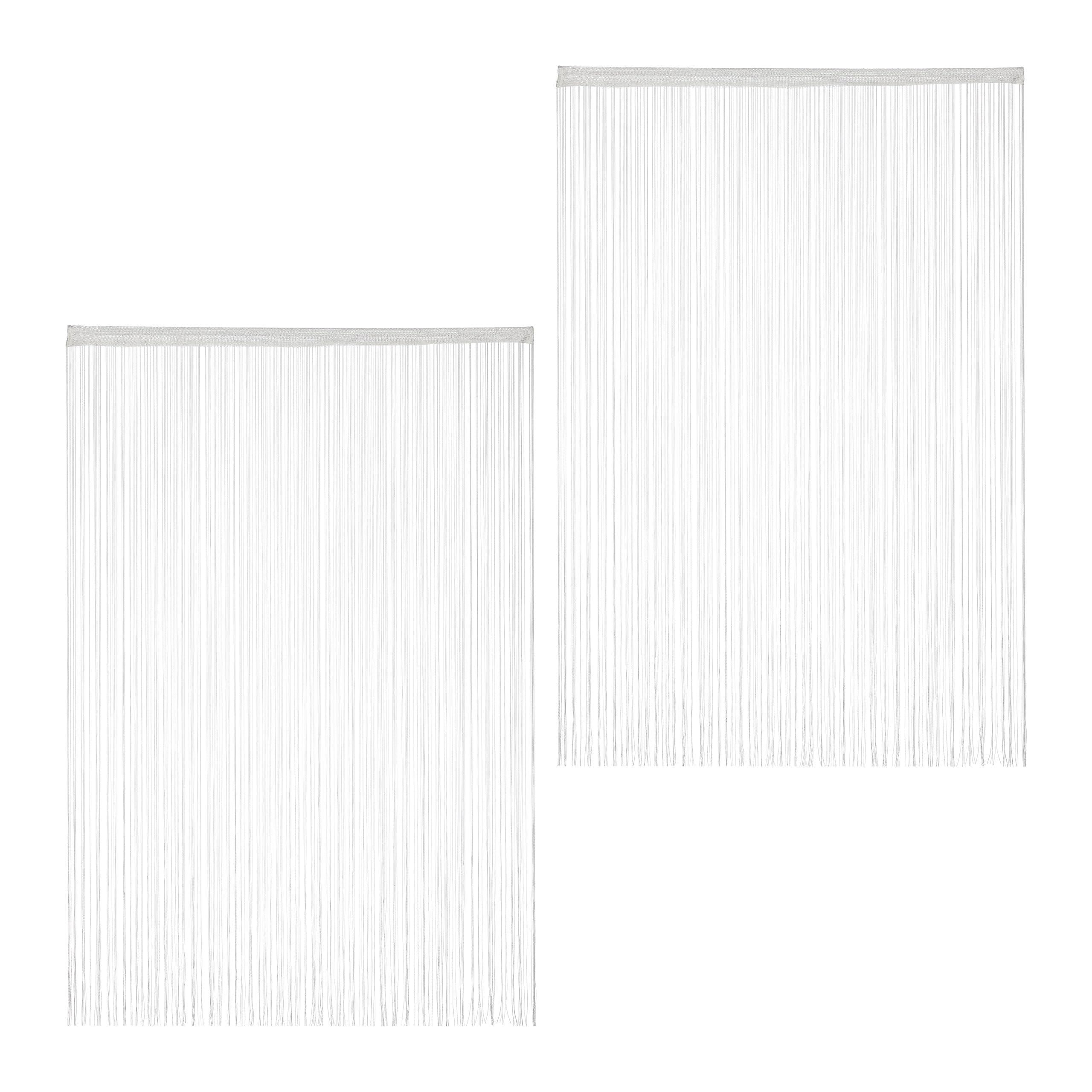 Rideau de fil blanc 145x245 cm lot de 2 avec passage pour tringle recoupable