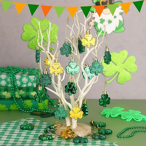 Miniatura 5 de JULMELON Decoraciones del día de San Patricio 20 piezas de decoraciones de trébol adornos de trébol verde irlandés adornos de trébol de buena suerte