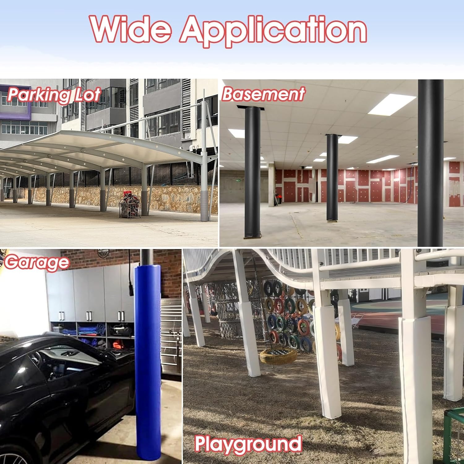 ZAQYCM All Weather Square Pole Cushion Padding Wrap, Basement Column Safety Cover Blue, Outdoor Basketball Hoop Playground Anti-Collision Protector