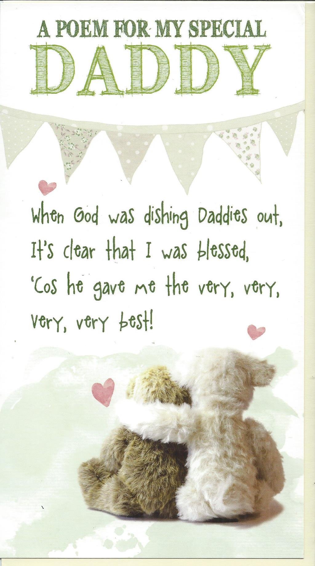Emotional Rescue Daddy Birthday Card, "A Poem for my Special Daddy", Birthday Card, White & Greeen