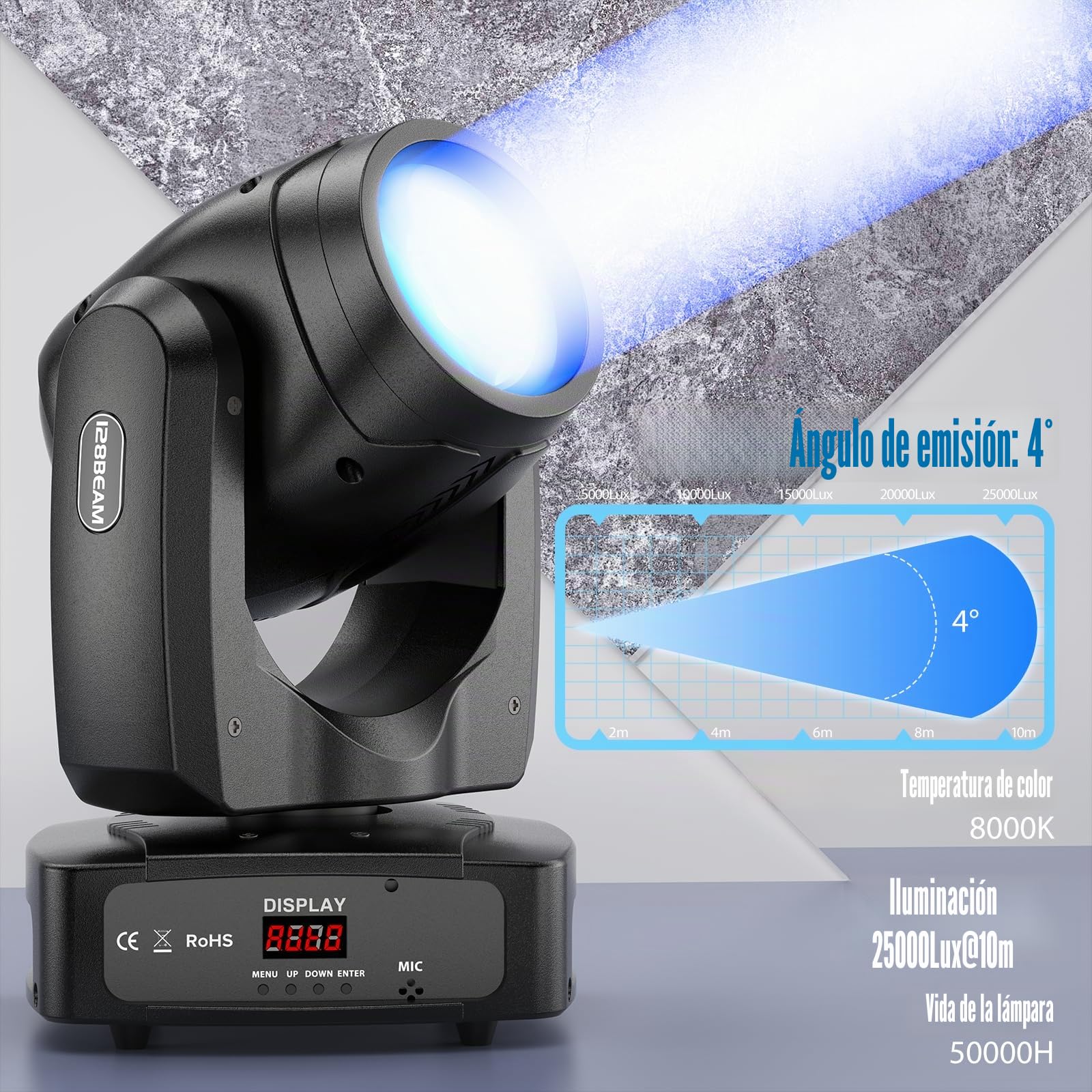 2 unidades 150W Cabeza Movil LED Beam DMX512 Luces Discoteca Luces Led Escenario RGBW Cabeza Led Discoteca con Prisma para DJ, Disco Party, Bar Club Nocturno