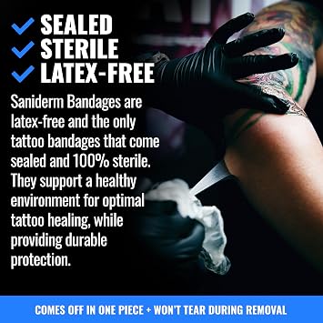 Saniderm - Flex Tattoo Aftercare Bandage - 3 Sheets 6 x 8 Inch Pack
