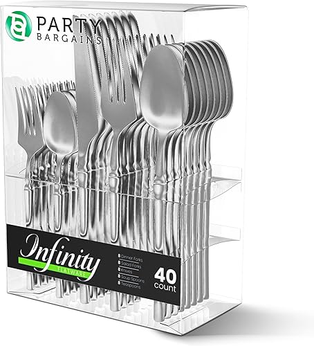 Miniatura 8 de PARTY BARGAINS Cuchillos desechables de plástico, paquete de 20 unidades, oro rosa, cubiertos de cocina de diseño moderno infinito, perfectos para