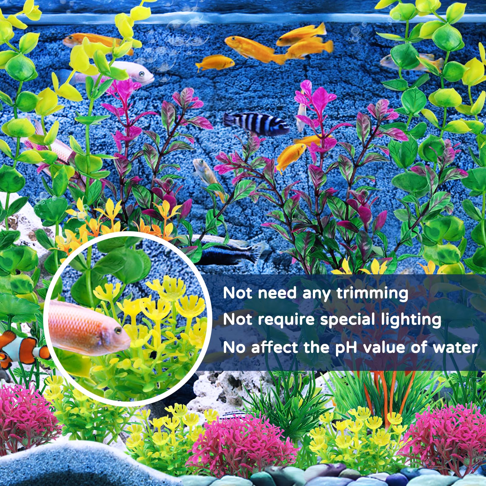 QUOZUO 25 Pcs Artificial Plants for Aquarium Decoration Multicolor Plastic Plants Fish Tank Decoration, Colorful, Small to Large - Image 4
