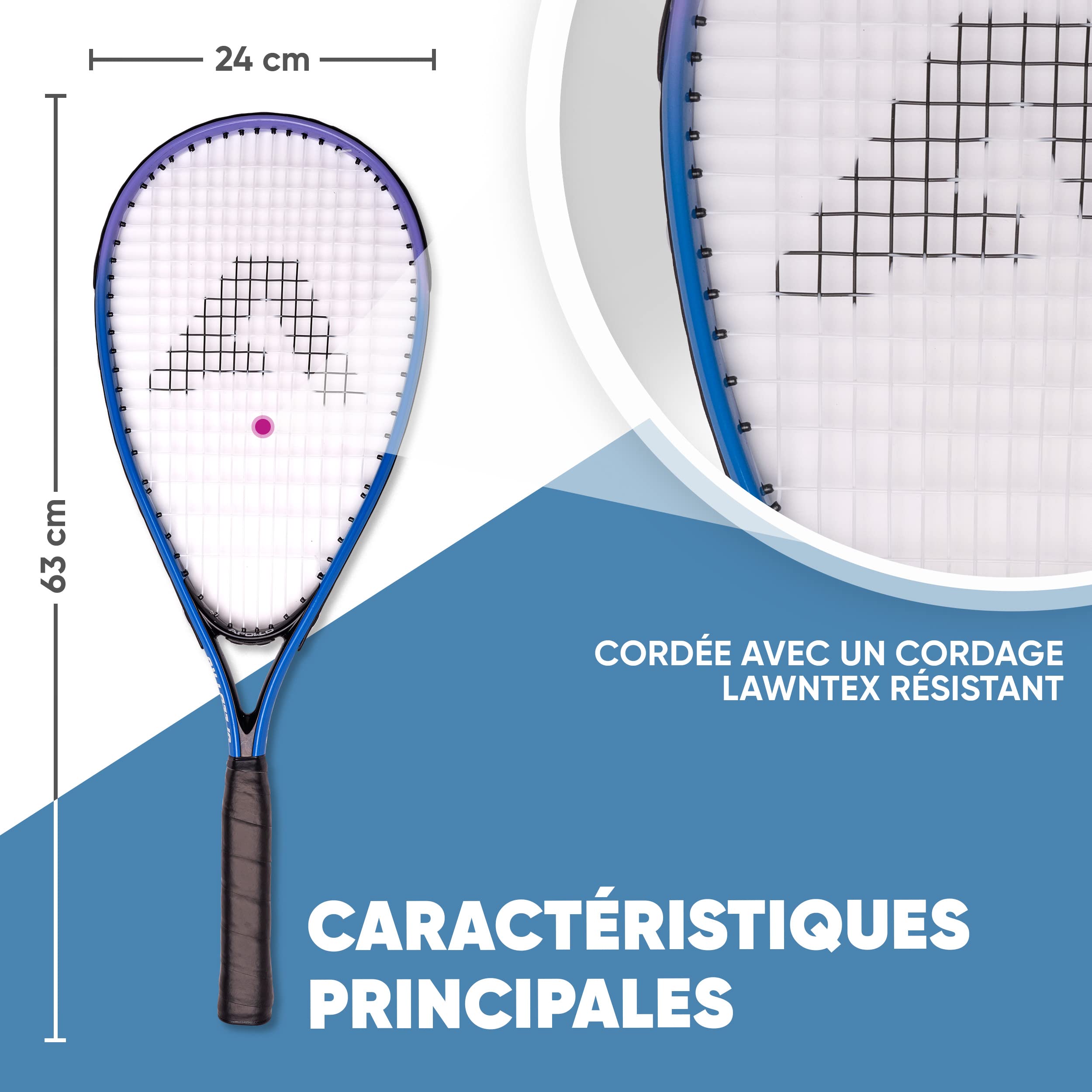 Apollo Kit Raquettes de Badminton et Squash - Différentes Couleurs pour Adulte et Enfant - Balle, Sac, Volant Inclus