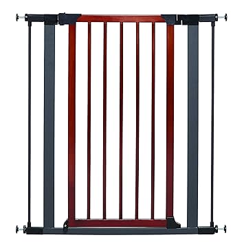 Steel Pet Gate w/Textured Graphite Frame & Decorative Wood Door, 39H x 28-38W Inches