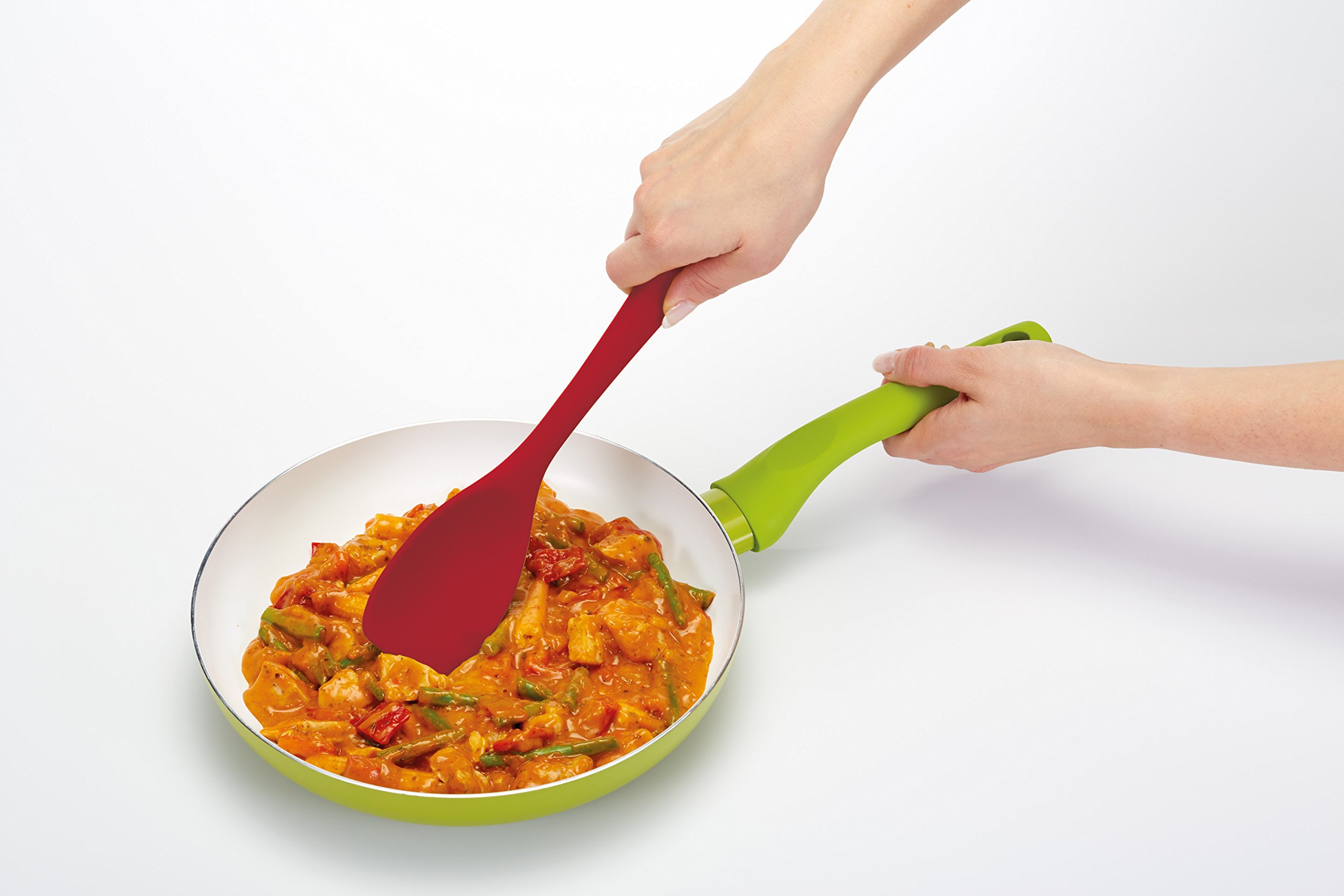 KitchenCraft Colourworks Silicone Spatula Spoon, 28 cm - Red
