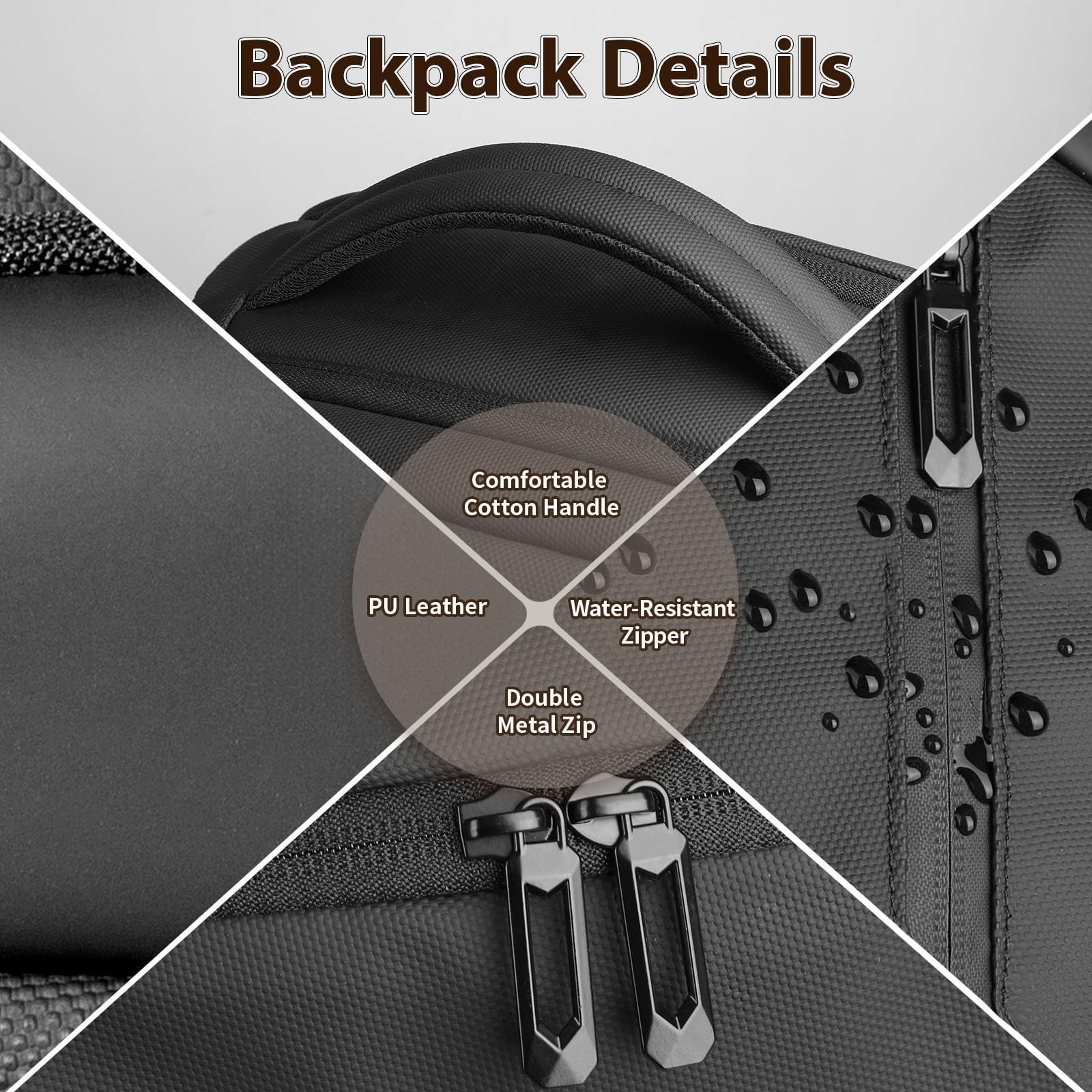Zaino Porta PC 16 Pollici Uomo Donna, Zaino Laptop Impermeabile 25L con Porta USB, Zaino Business Antifurto per Lavoro Università Viaggio, Backpack Casual Grande Capacità per Notebook e Tablet-Nero