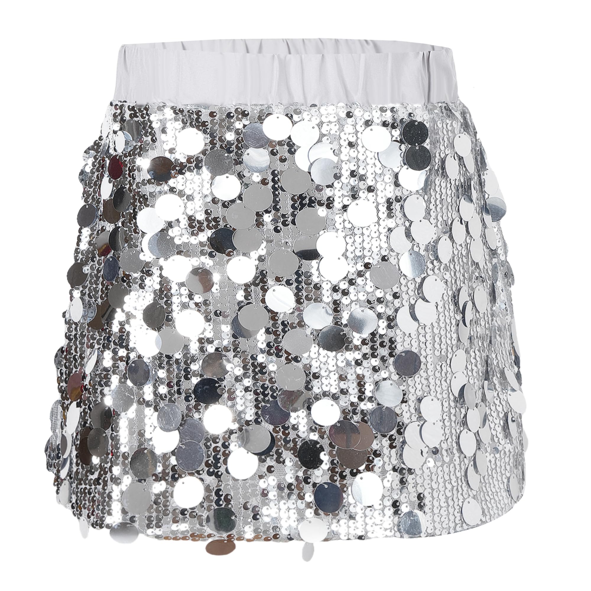 Mädchen Paillettenrock Kinder Glitzer Rock A-Linie Prinzessin Rock Minirock Tüllrock Karneval Party Outfit